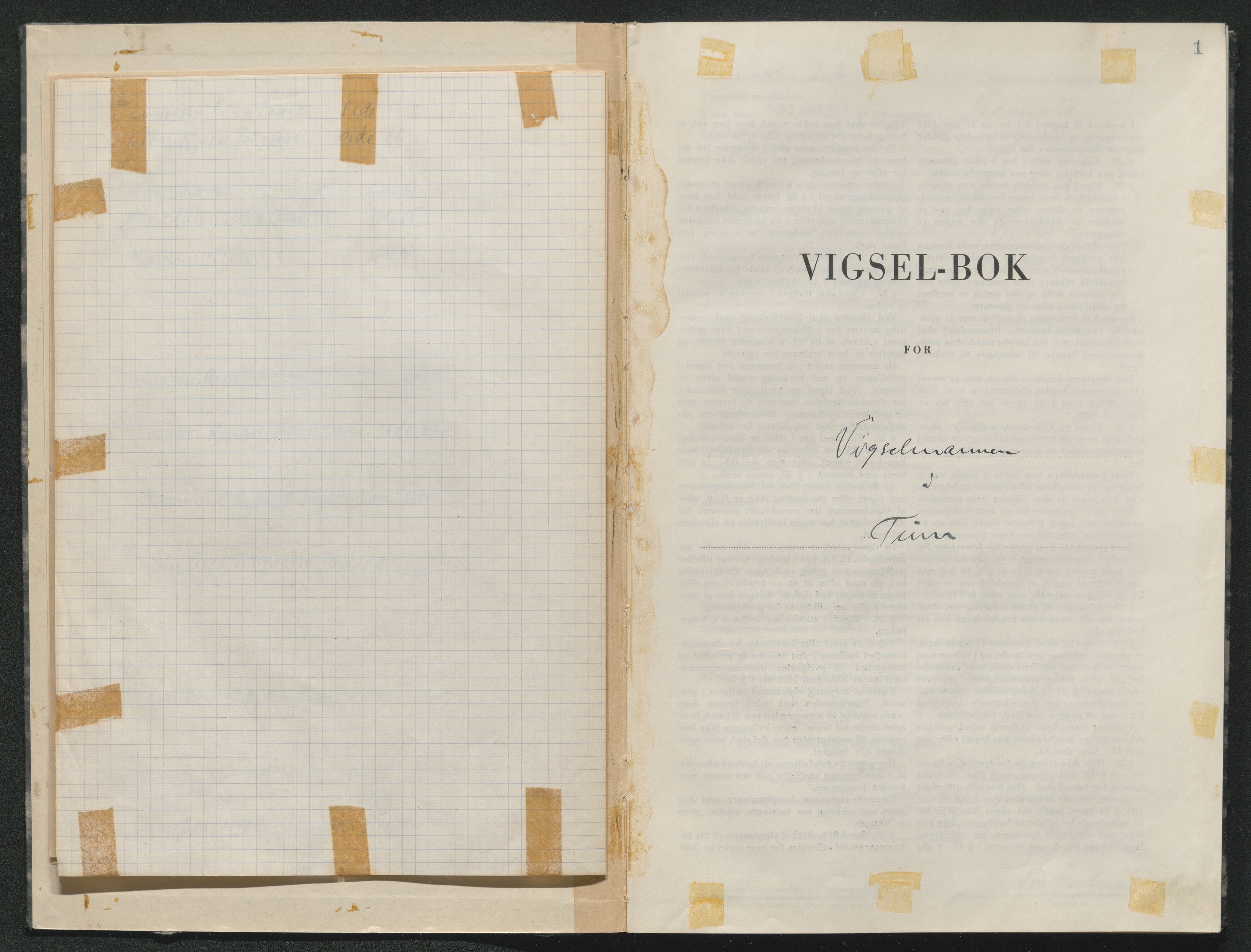 Tinn og Heddal sorenskriveri, AV/SAKO-A-212/L/La/L0006: Vigselsbok - Tinn, 1945, s. 1