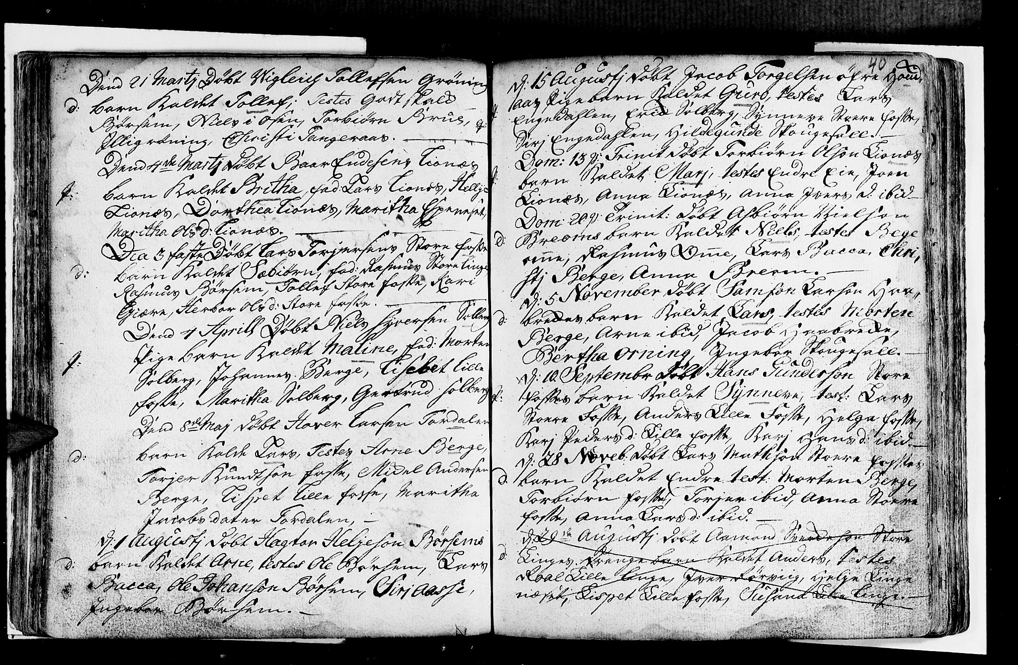 Strandebarm sokneprestembete, SAB/A-78401/H/Haa: Ministerialbok nr. A 2 /1, 1727-1750, s. 40