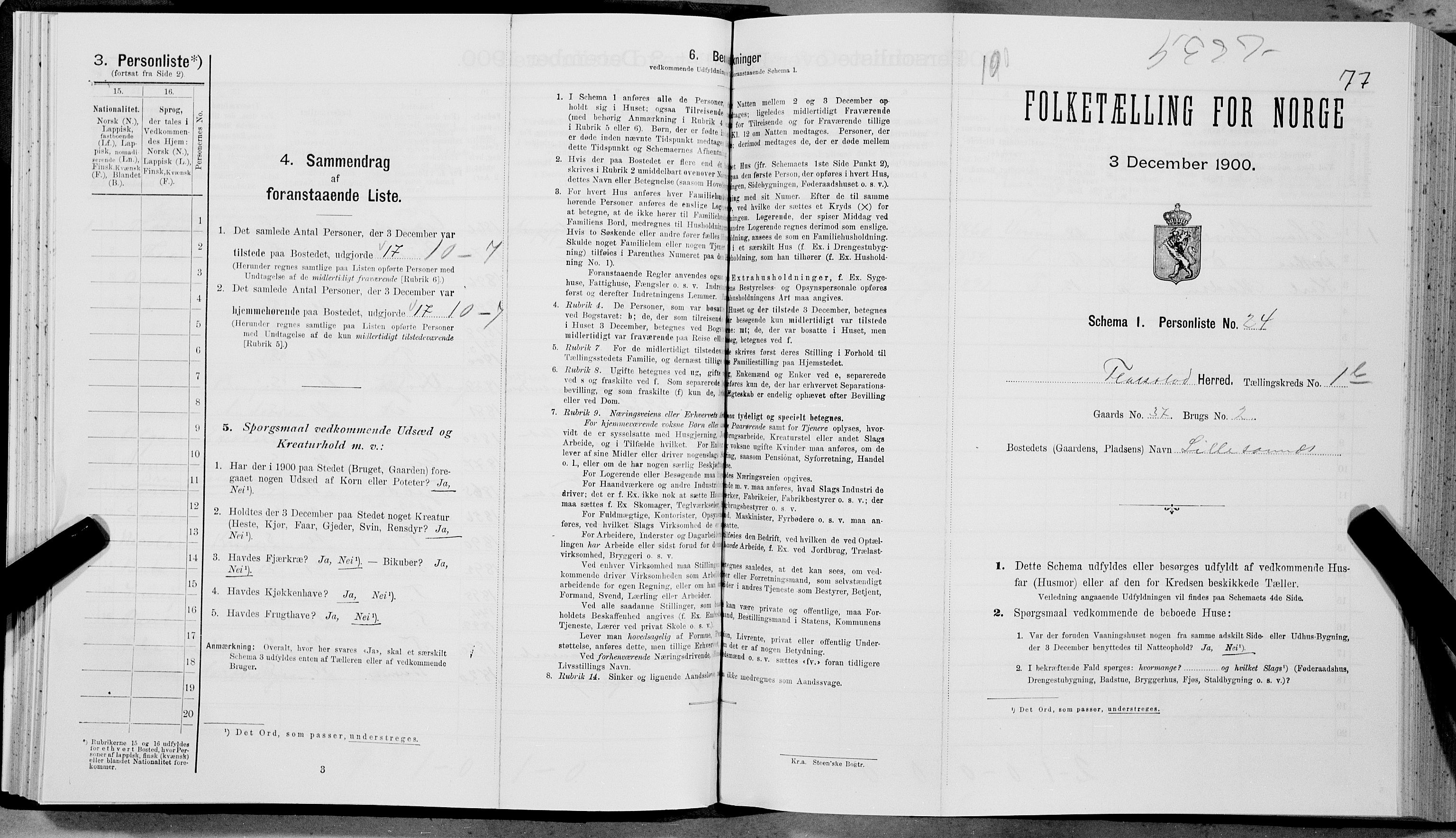 SAT, Folketelling 1900 for 1859 Flakstad herred, 1900, s. 96