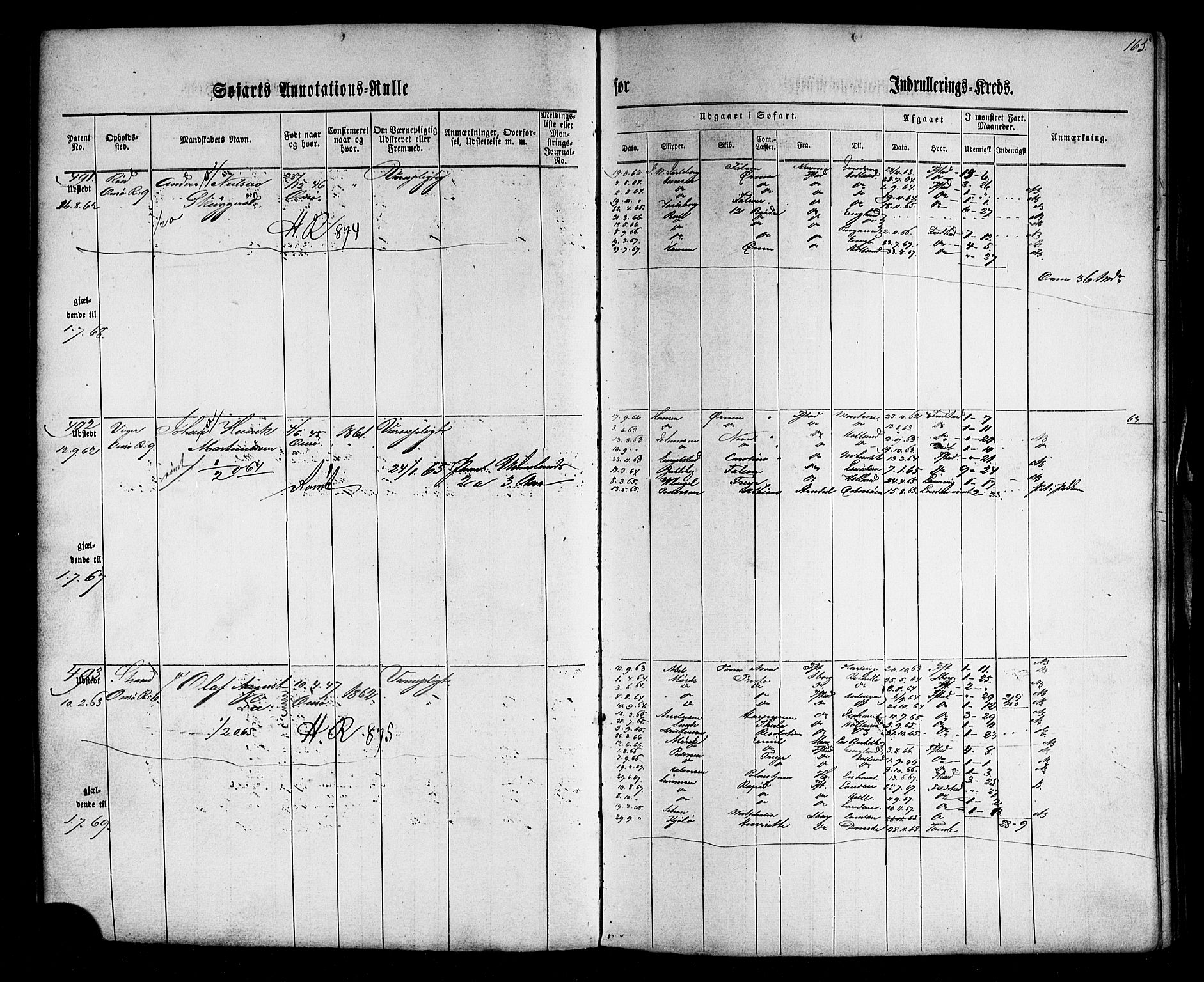 Fredrikstad mønstringskontor, SAO/A-10569b/F/Fc/Fca/L0001: Annotasjonsrulle, 1860-1868, s. 166