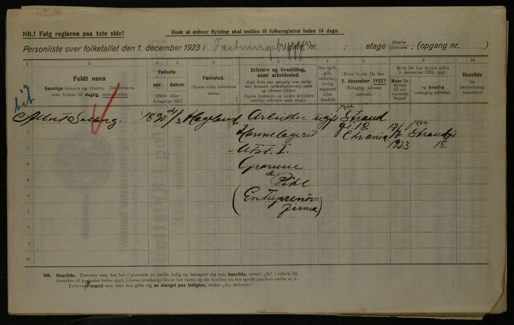 OBA, Kommunal folketelling 1.12.1923 for Kristiania, 1923, s. 27264