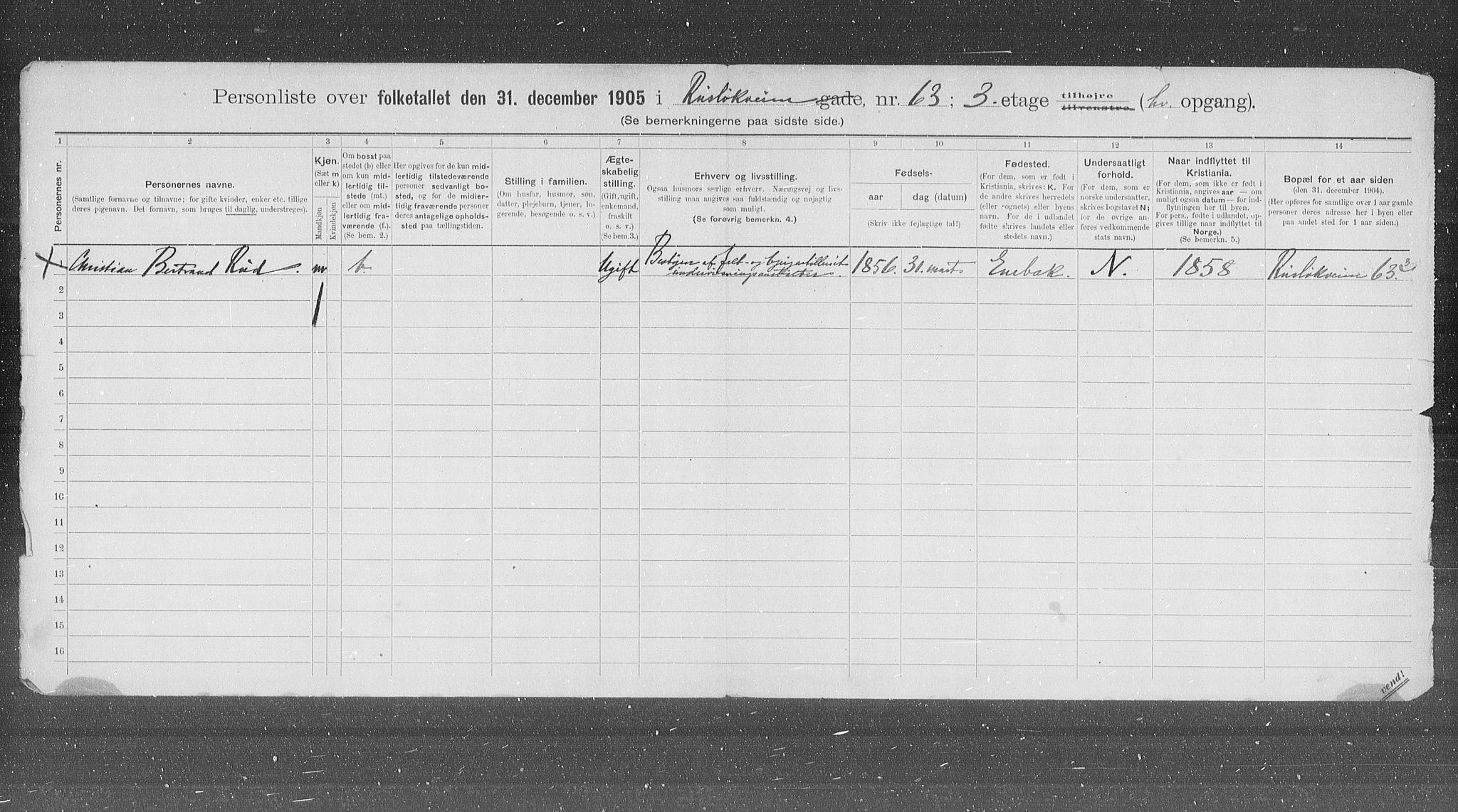 OBA, Kommunal folketelling 31.12.1905 for Kristiania kjøpstad, 1905, s. 45140