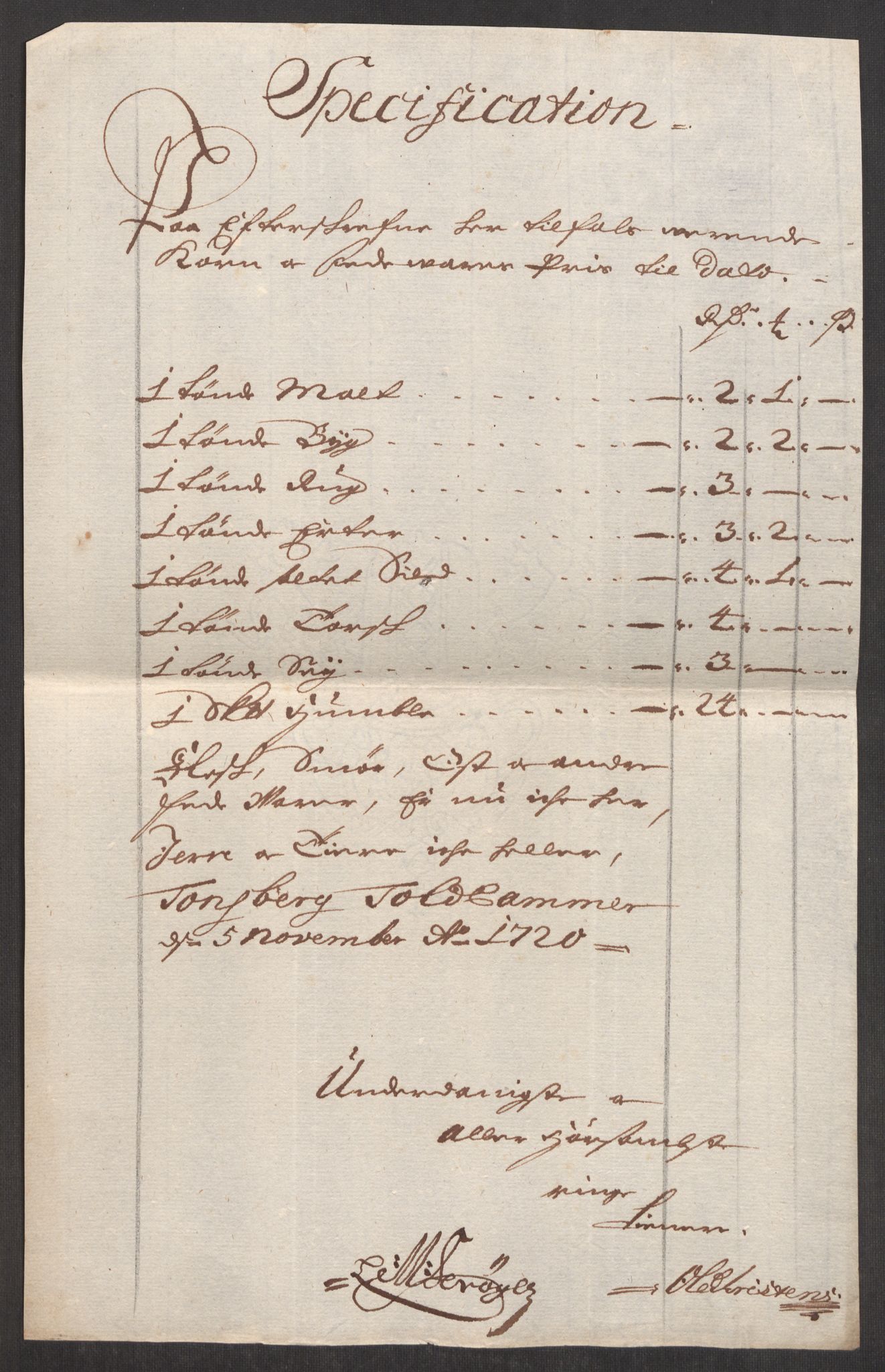 Rentekammeret inntil 1814, Realistisk ordnet avdeling, AV/RA-EA-4070/Oe/L0001: [Ø1]: Priskuranter, 1712-1739, s. 212