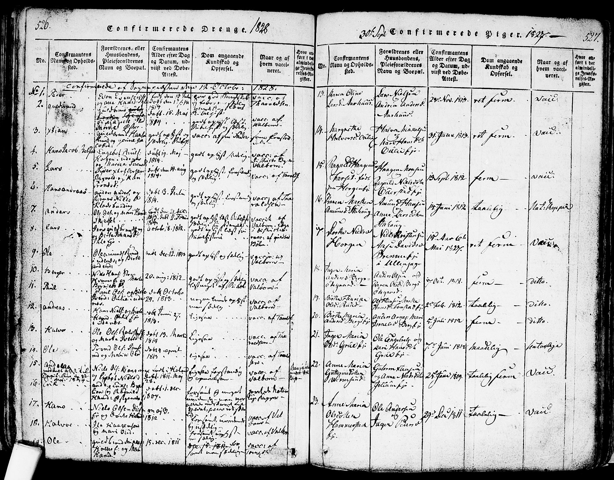 Nes prestekontor Kirkebøker, AV/SAO-A-10410/F/Fa/L0005: Ministerialbok nr. I 5, 1815-1835, s. 526-527