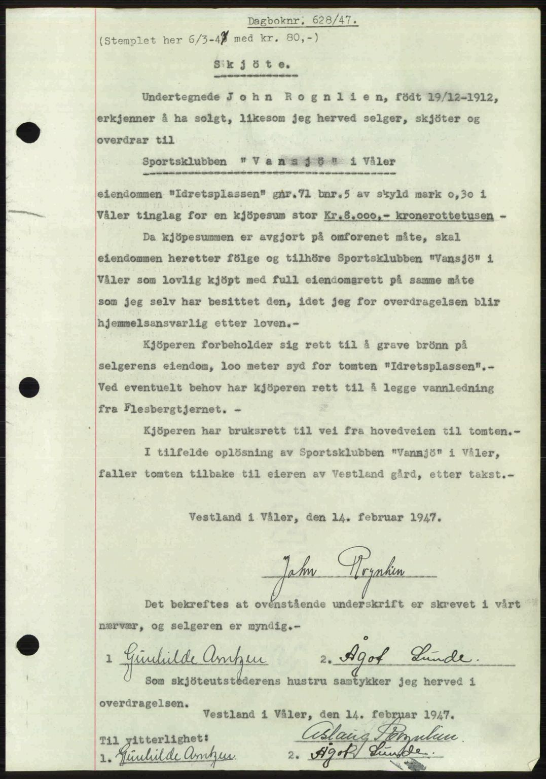 Moss sorenskriveri, SAO/A-10168: Pantebok nr. A17, 1947-1947, Dagboknr: 628/1947