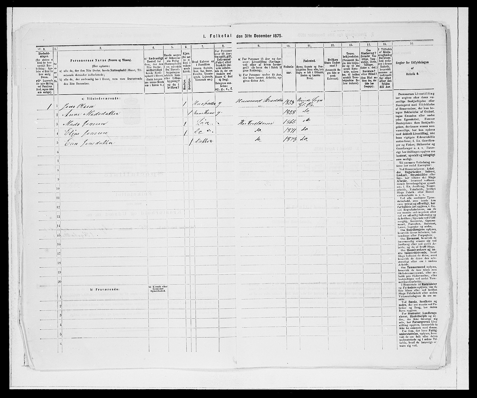 SAB, Folketelling 1875 for 1445P Gloppen prestegjeld, 1875, s. 40