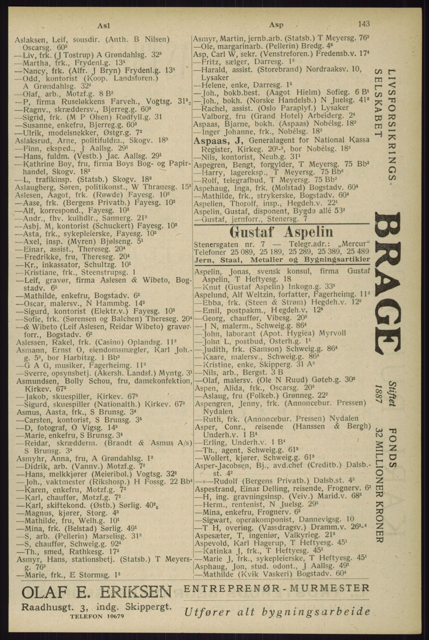 Kristiania/Oslo adressebok, PUBL/-, 1929, s. 143