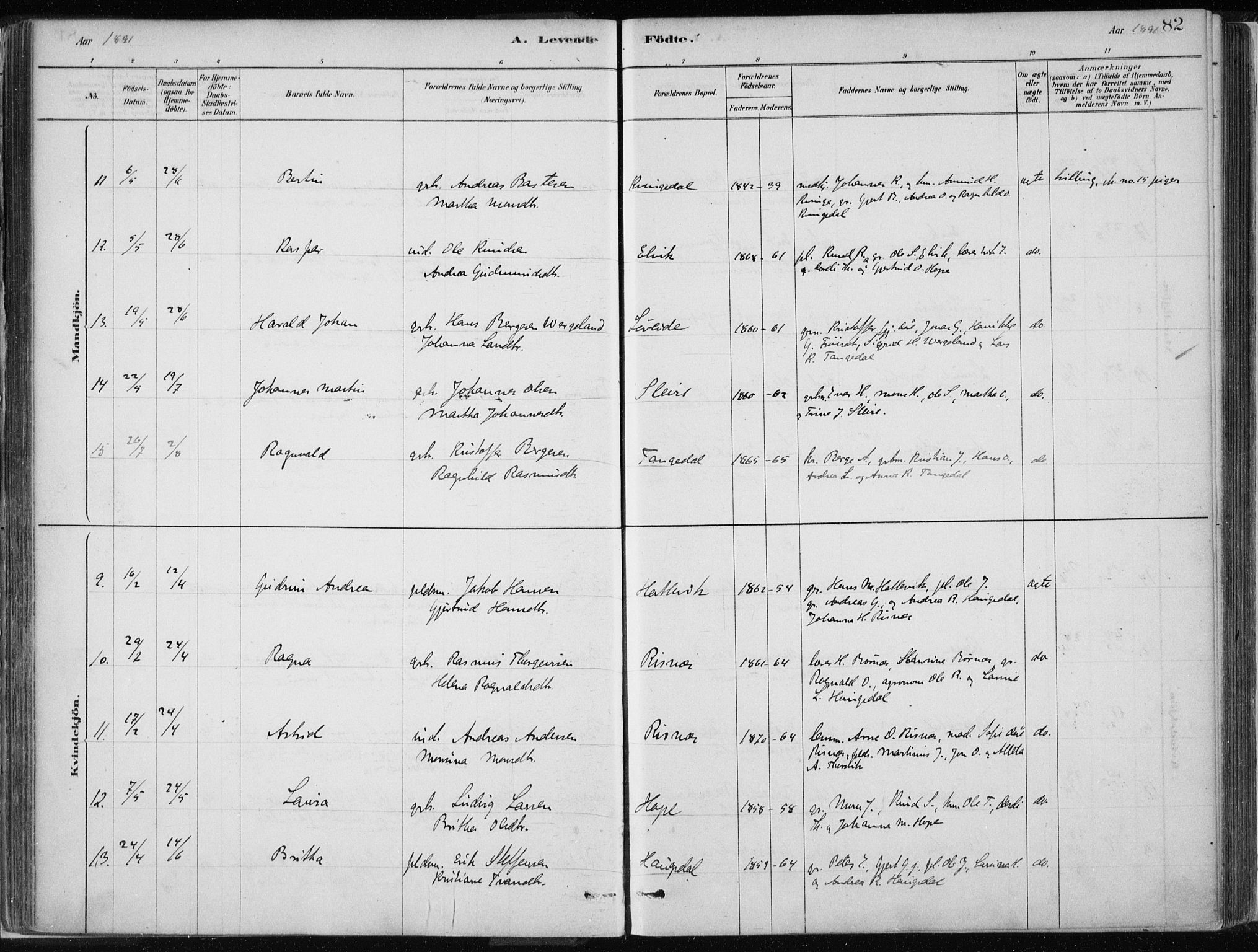 Masfjorden Sokneprestembete, AV/SAB-A-77001: Ministerialbok nr. B  1, 1876-1899, s. 82