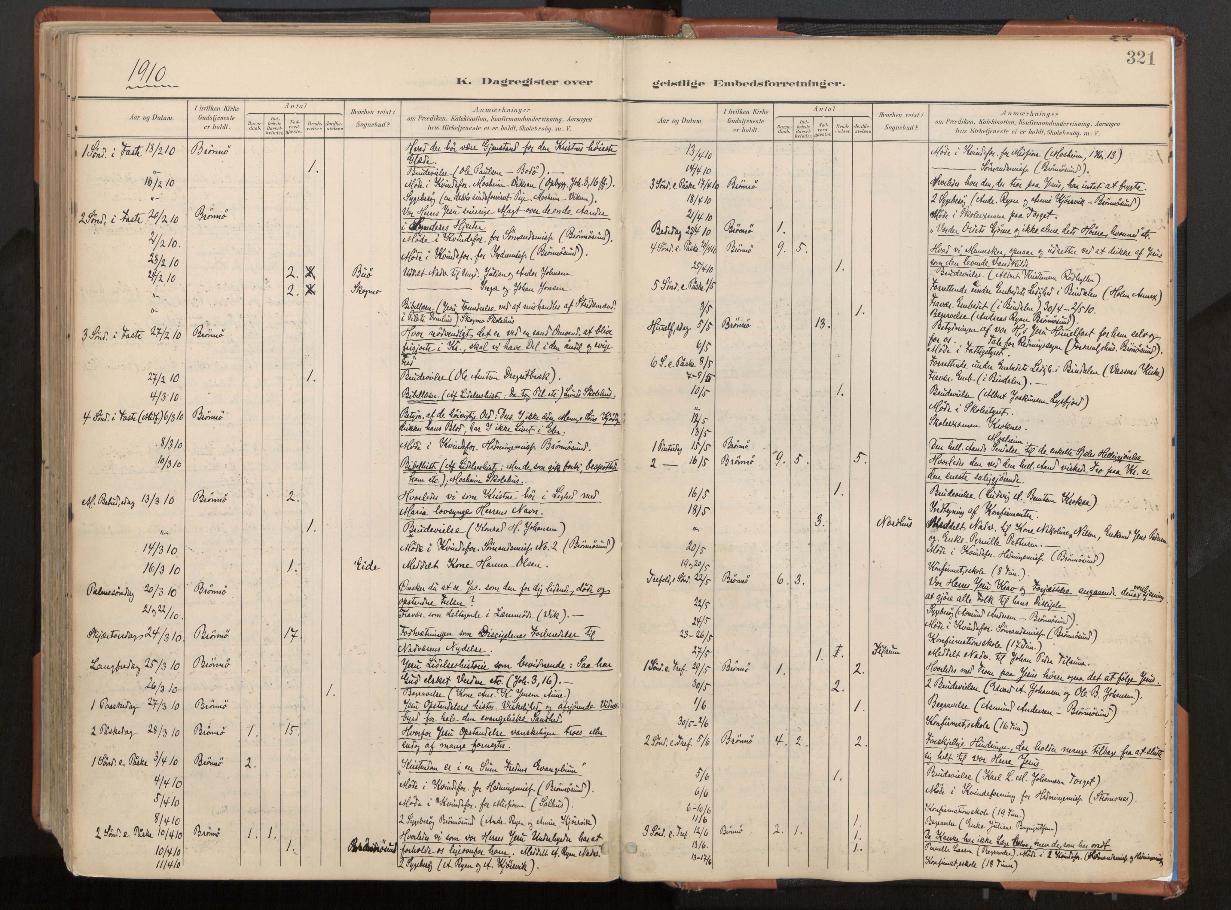 Ministerialprotokoller, klokkerbøker og fødselsregistre - Nordland, AV/SAT-A-1459/813/L0201: Ministerialbok nr. 813A11, 1901-1918, s. 321