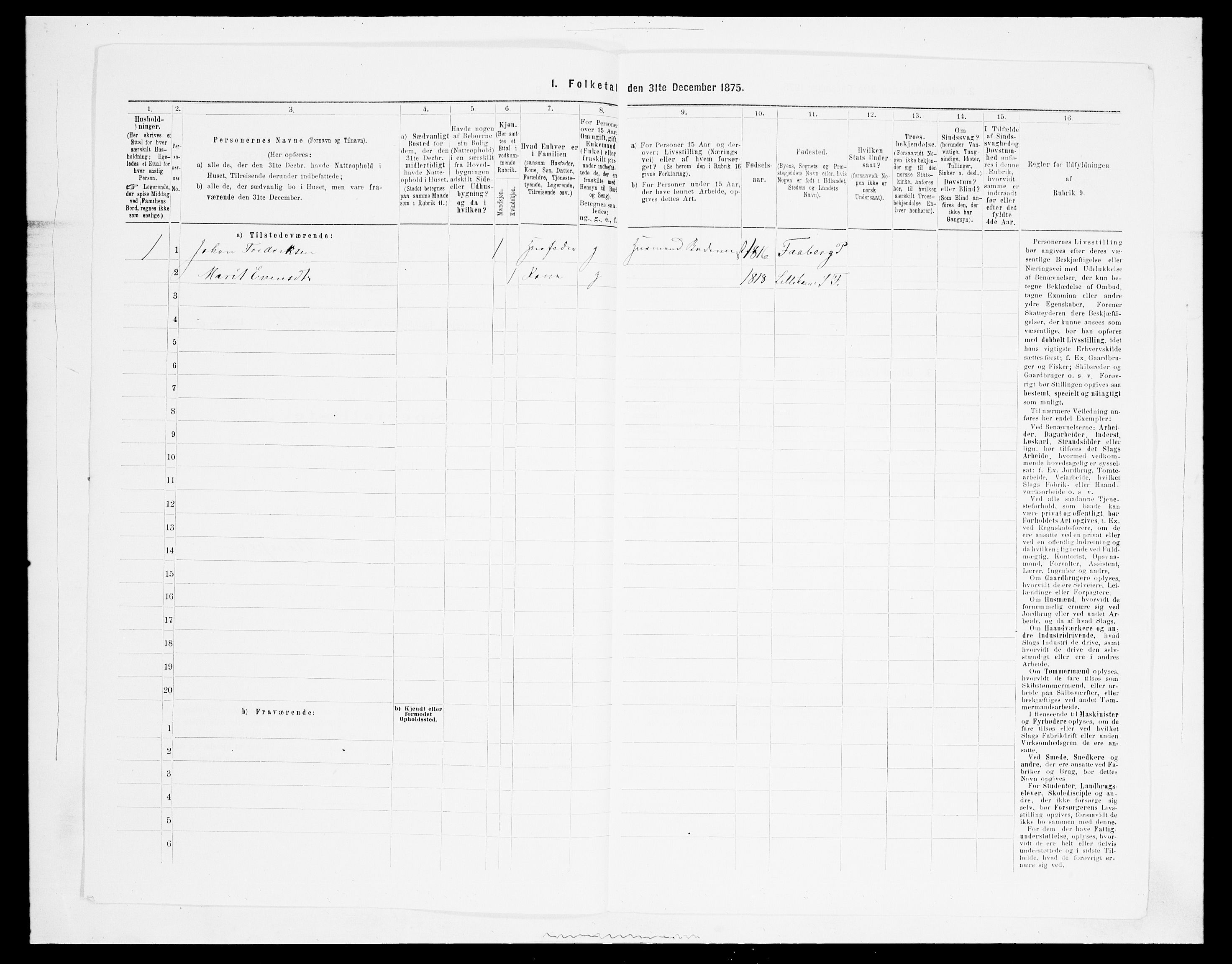 SAH, Folketelling 1875 for 0524L Fåberg prestegjeld, Fåberg sokn og Lillehammer landsokn, 1875, s. 1727