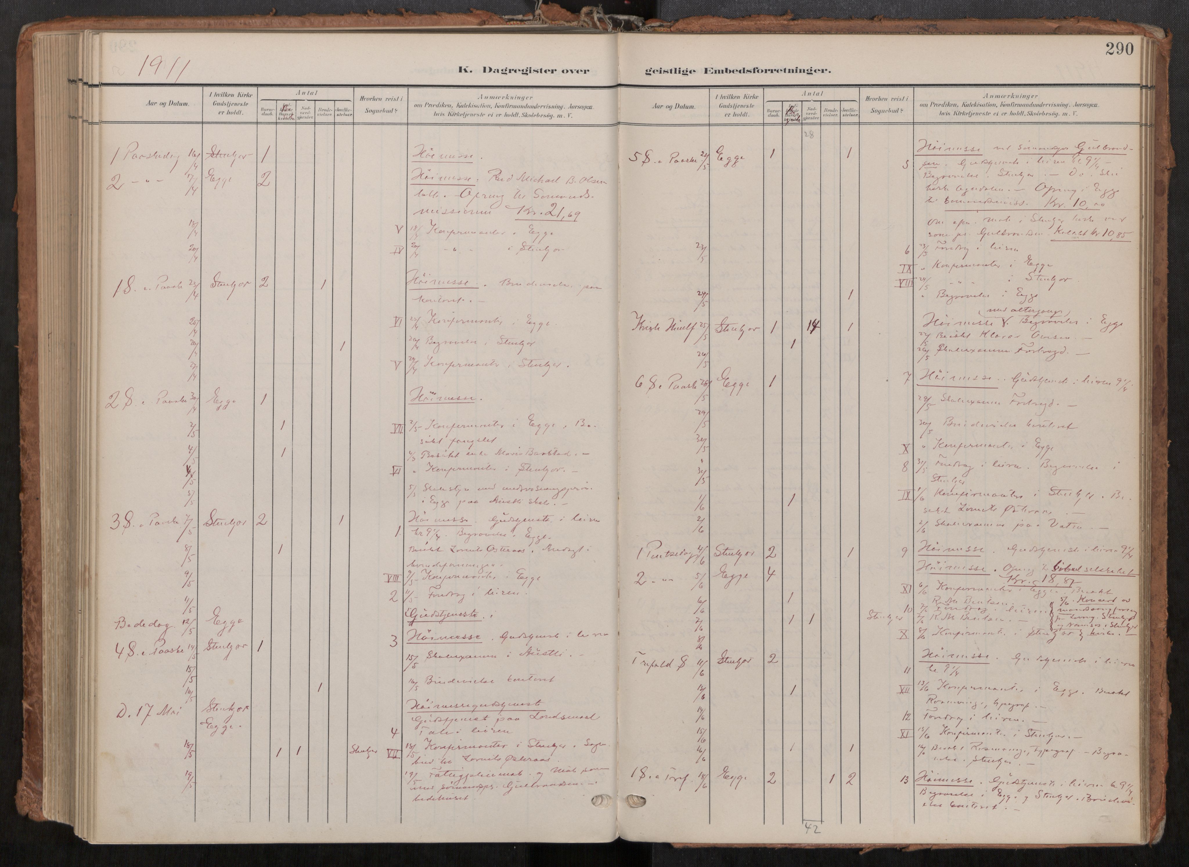 Steinkjer sokneprestkontor, AV/SAT-A-1541/01/H/Ha/Haa/L0001: Ministerialbok nr. 1, 1904-1912, s. 290