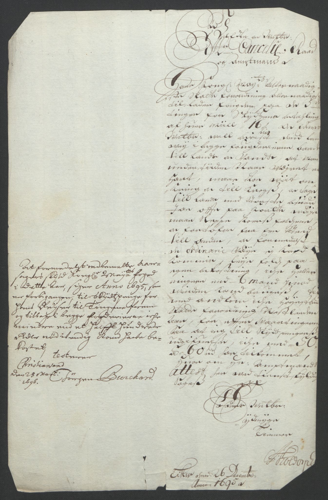 Rentekammeret inntil 1814, Reviderte regnskaper, Fogderegnskap, AV/RA-EA-4092/R43/L2545: Fogderegnskap Lista og Mandal, 1694-1695, s. 363