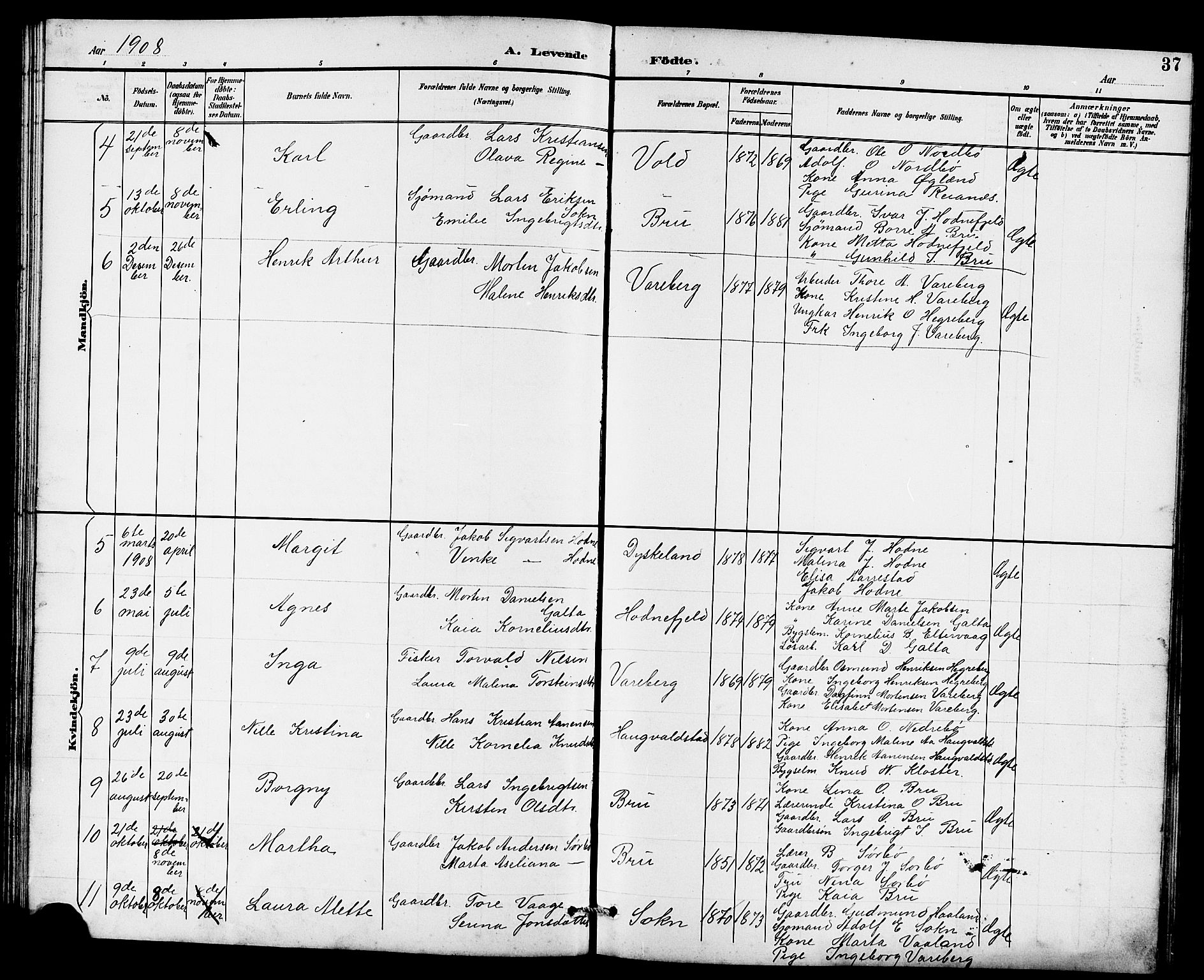 Rennesøy sokneprestkontor, AV/SAST-A -101827/H/Ha/Hab/L0011: Klokkerbok nr. B 10, 1891-1908, s. 37