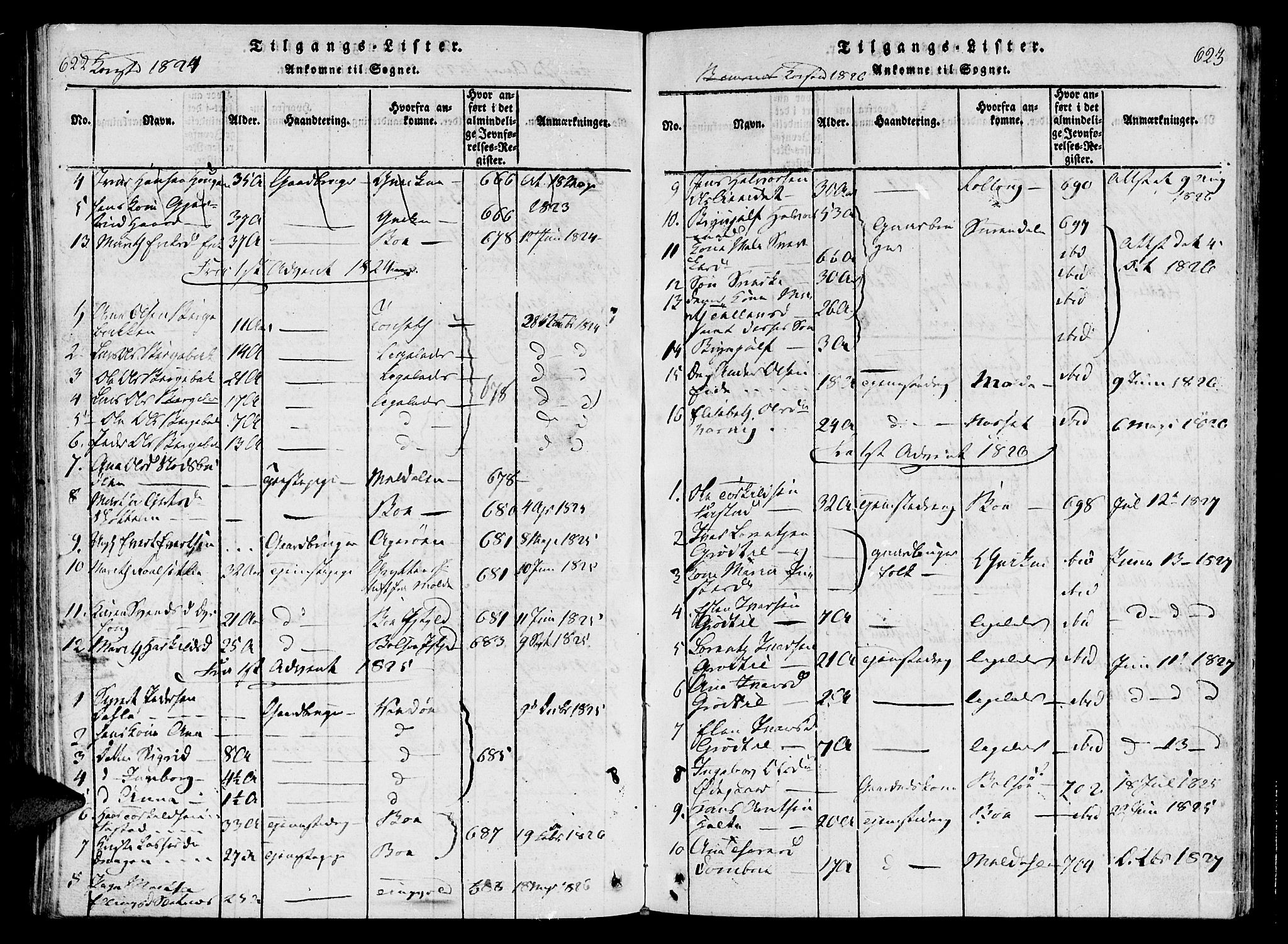 Ministerialprotokoller, klokkerbøker og fødselsregistre - Møre og Romsdal, AV/SAT-A-1454/568/L0800: Ministerialbok nr. 568A09 /3, 1820-1830, s. 622-623