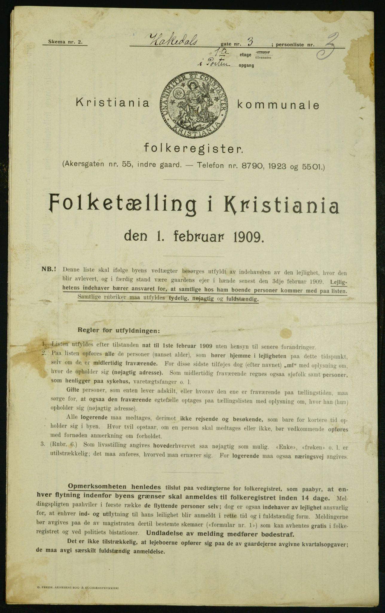 OBA, Kommunal folketelling 1.2.1909 for Kristiania kjøpstad, 1909, s. 21864