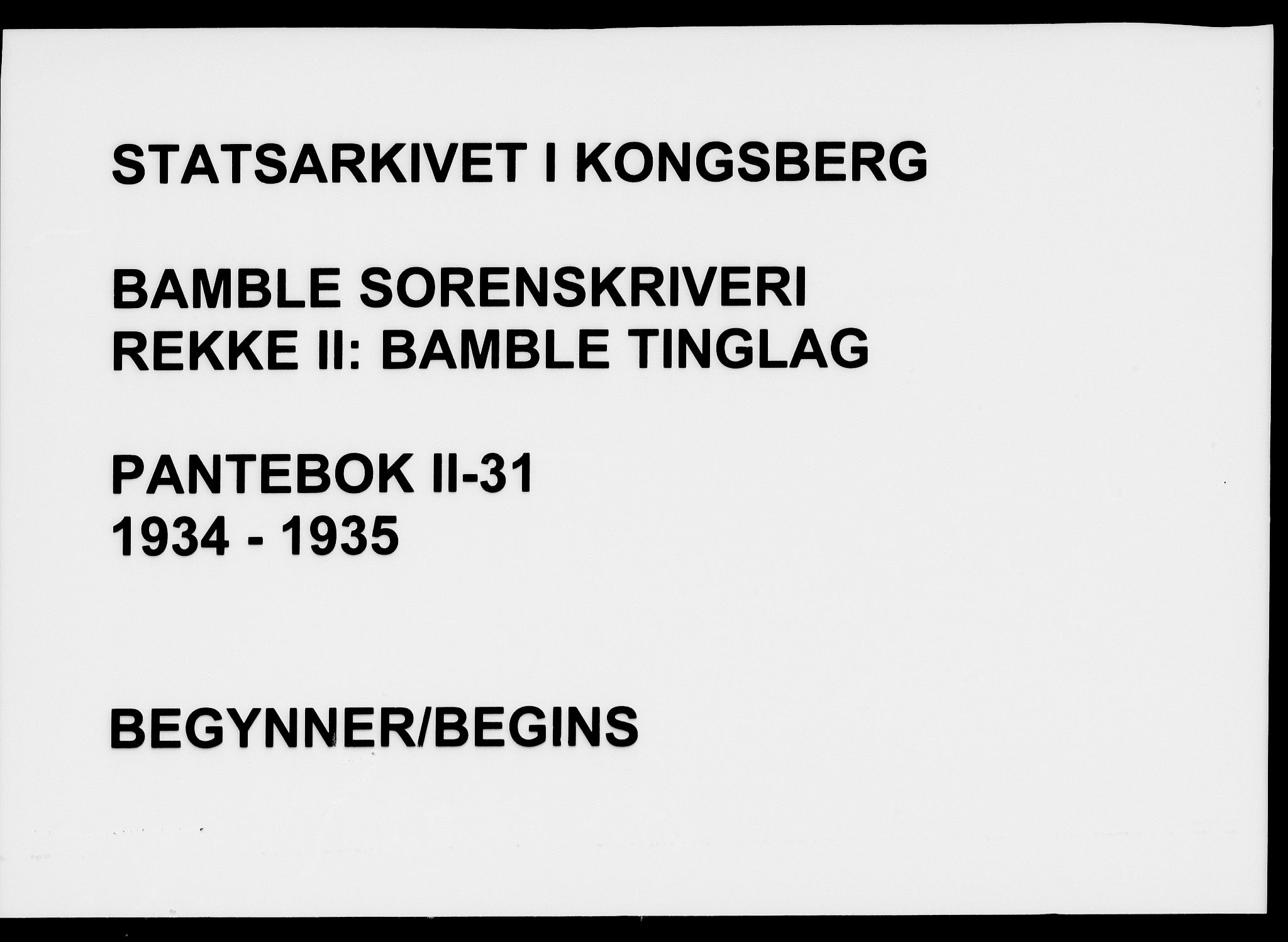 Bamble sorenskriveri, SAKO/A-214/G/Ga/Gab/L0031: Pantebok nr. II 31, 1934-1935
