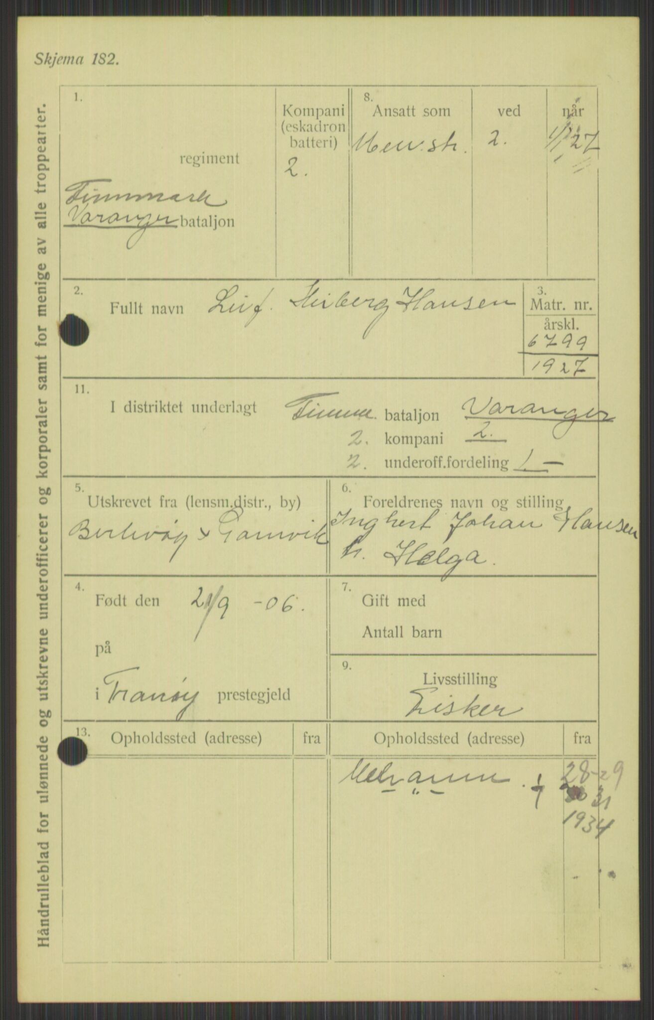 Forsvaret, Varanger bataljon, AV/RA-RAFA-2258/1/D/L0440: Rulleblad for fødte 1892-1912, 1892-1912, s. 829