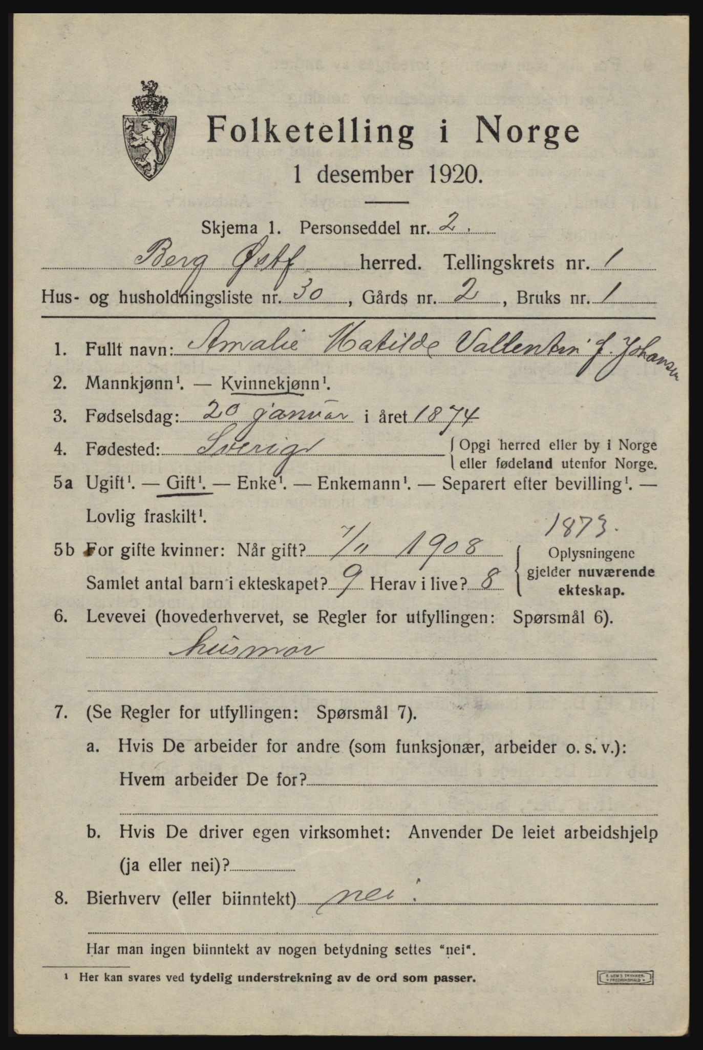 SAO, Folketelling 1920 for 0116 Berg herred, 1920, s. 2351