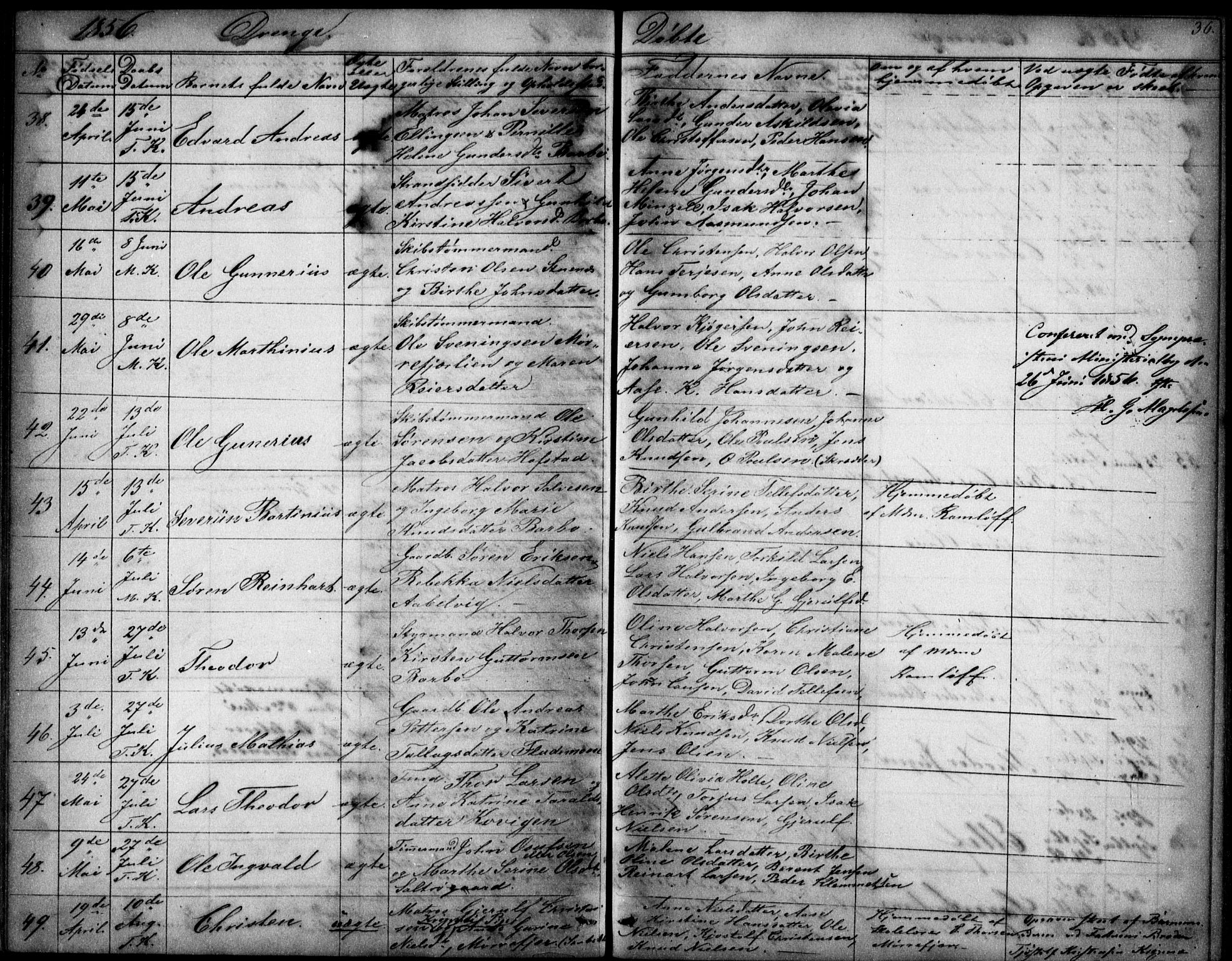 Tromøy sokneprestkontor, AV/SAK-1111-0041/F/Fb/L0002: Klokkerbok nr. B 2, 1851-1858, s. 36