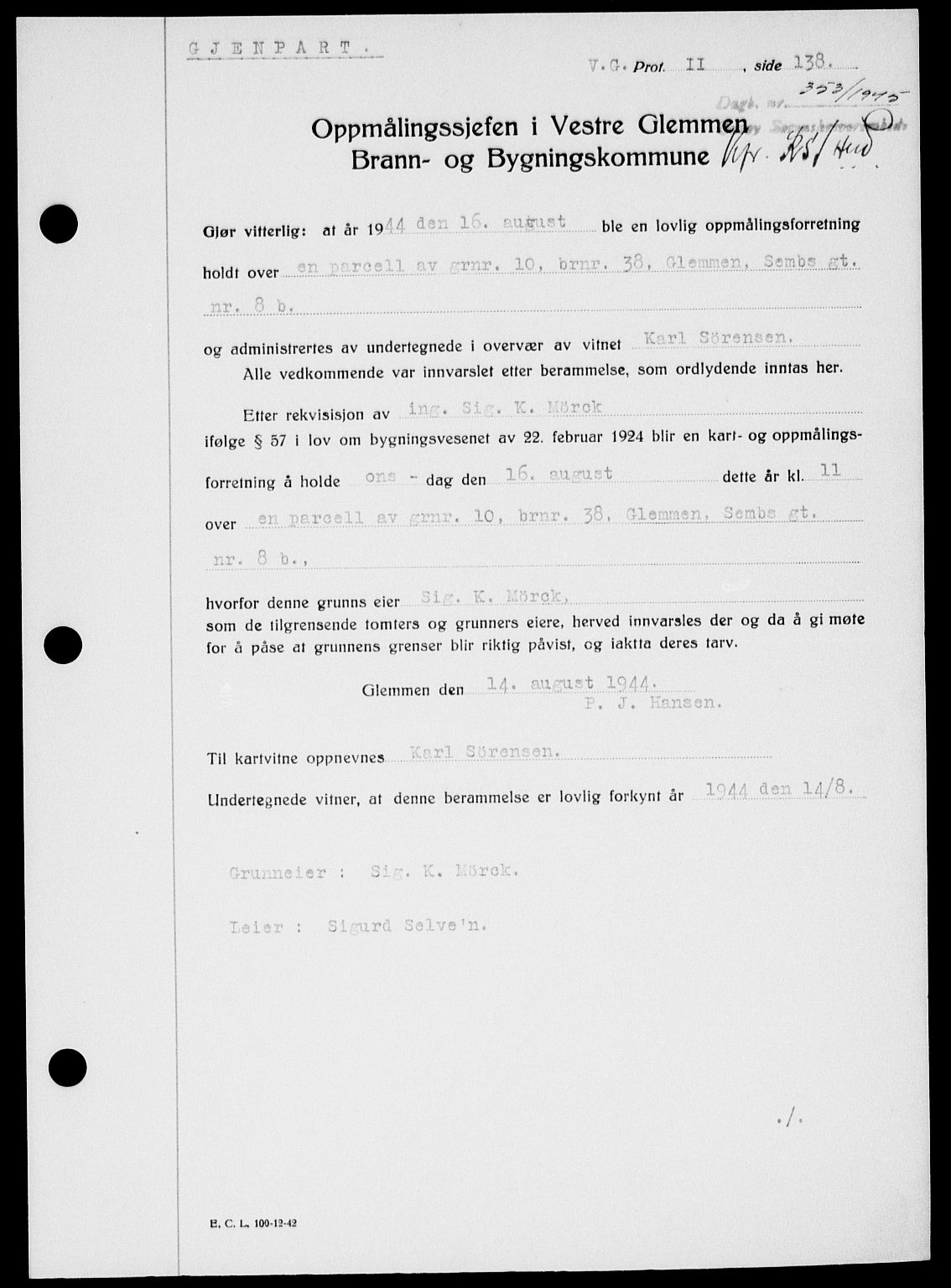 Onsøy sorenskriveri, SAO/A-10474/G/Ga/Gab/L0014: Pantebok nr. II A-14, 1944-1945, Dagboknr: 353/1945