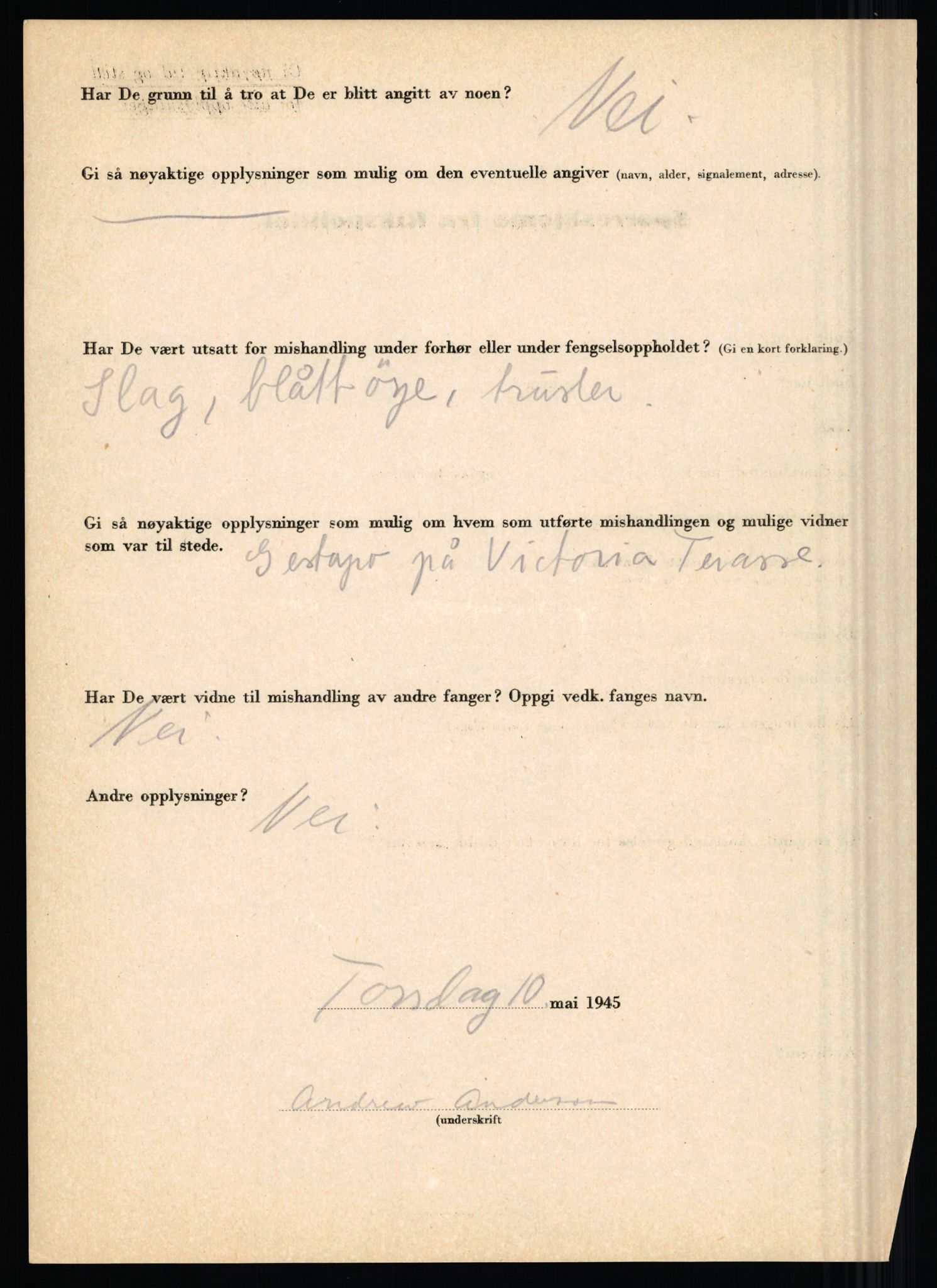 Rikspolitisjefen, AV/RA-S-1560/L/L0001: Abelseth, Rudolf - Berentsen, Odd, 1940-1945, s. 255