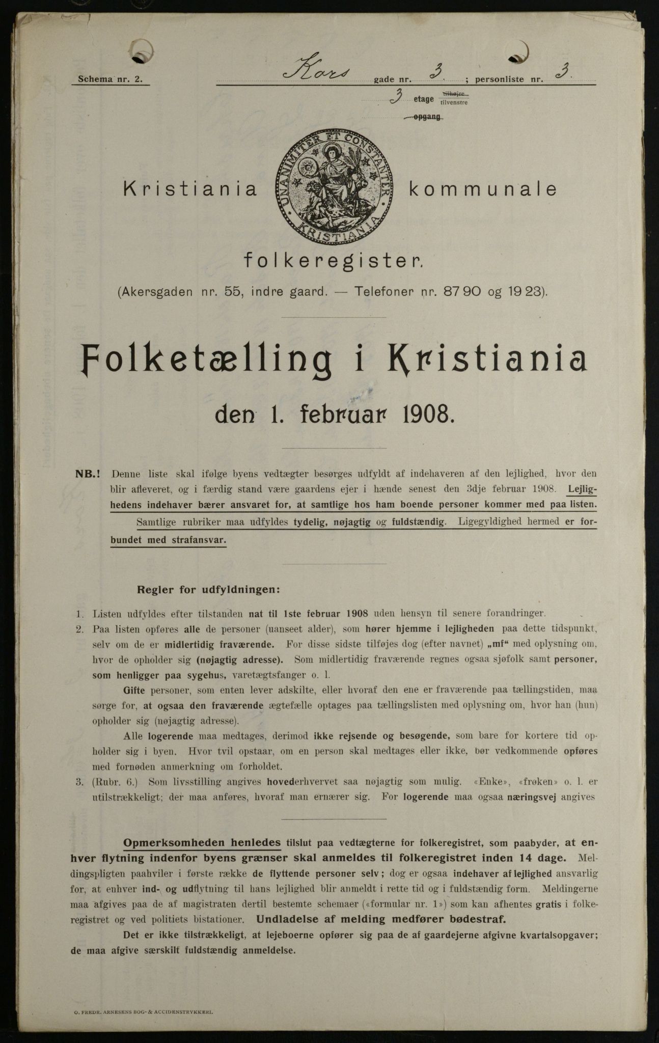 OBA, Kommunal folketelling 1.2.1908 for Kristiania kjøpstad, 1908, s. 47862