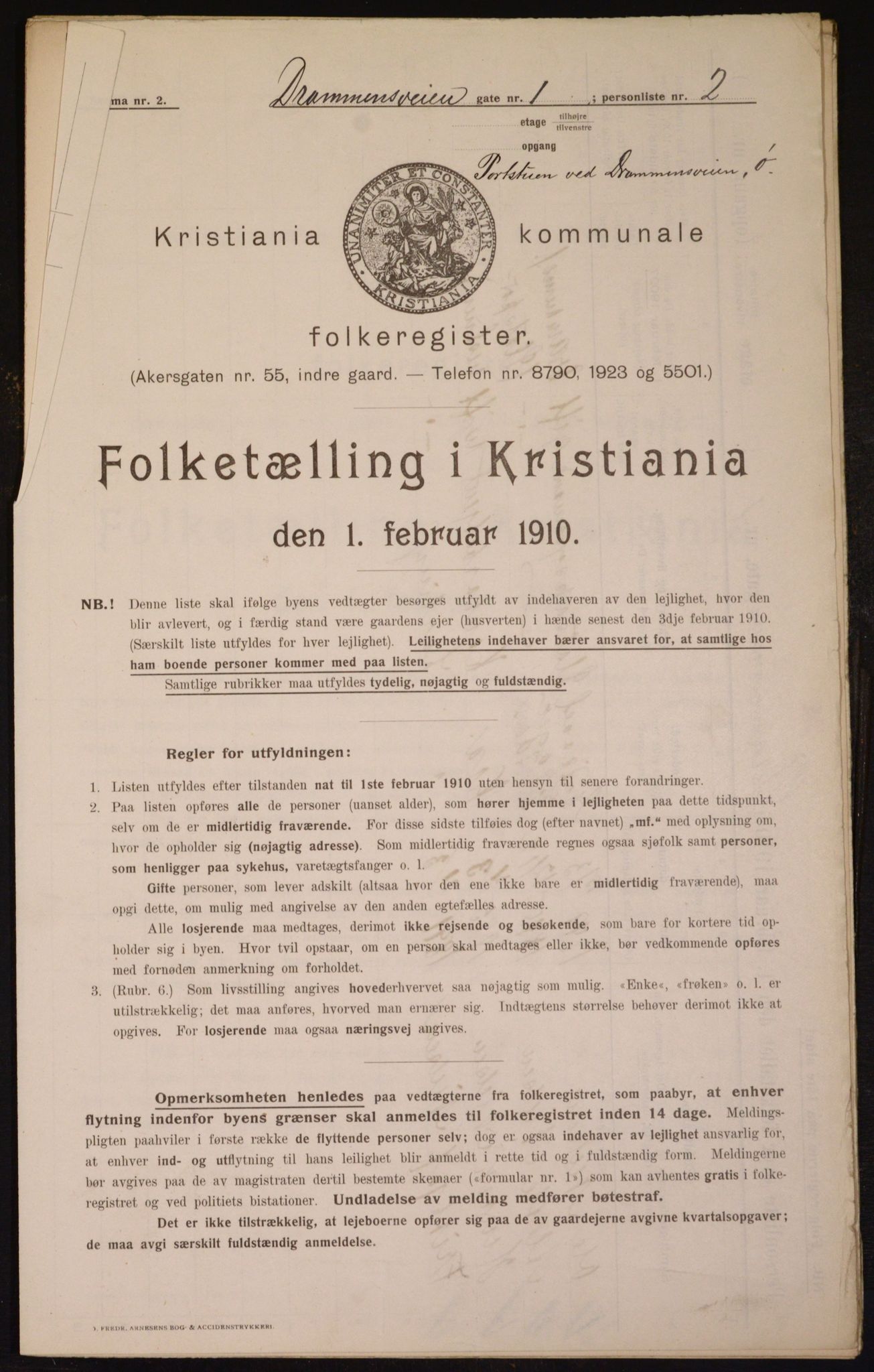 OBA, Kommunal folketelling 1.2.1910 for Kristiania, 1910, s. 15556