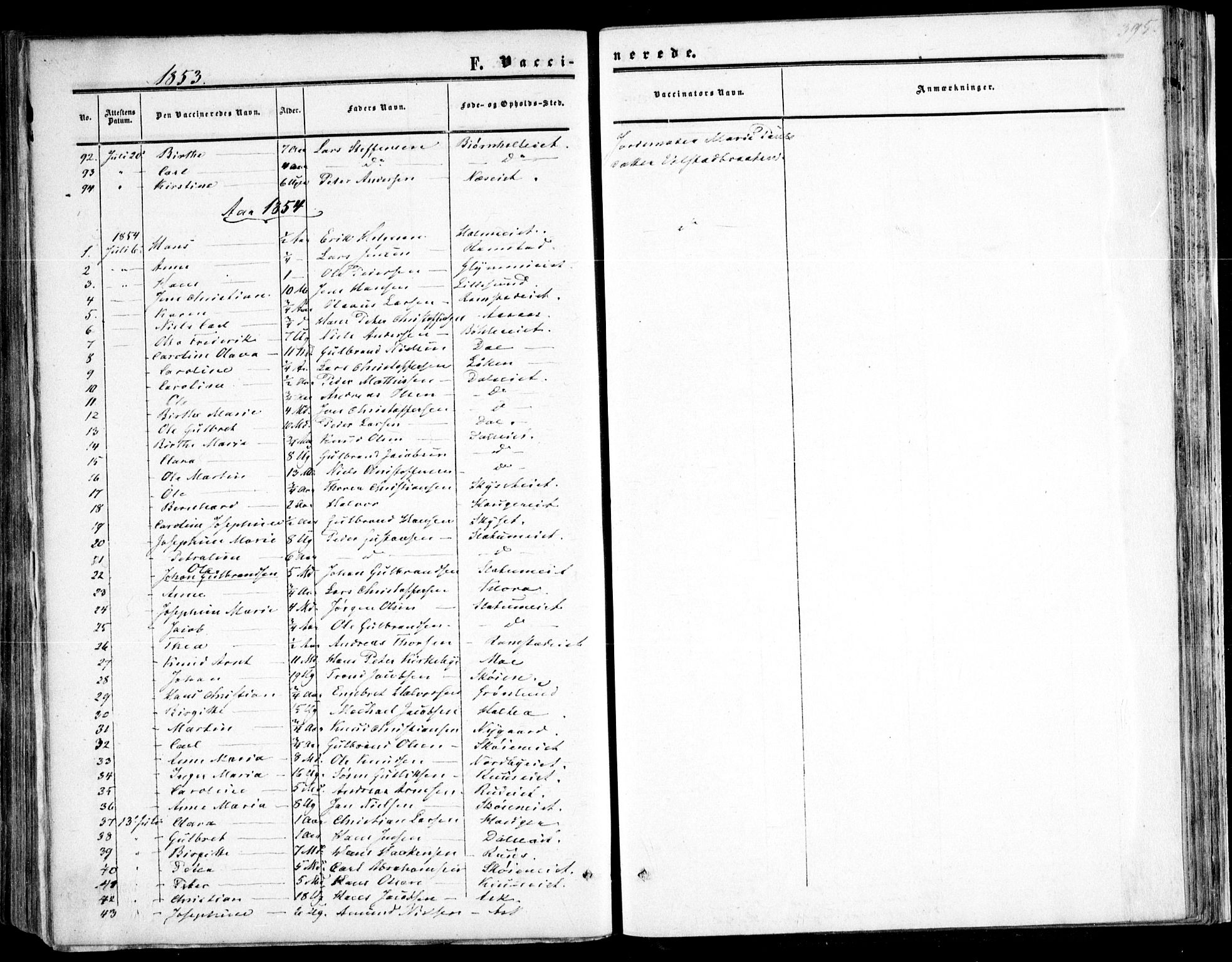 Nittedal prestekontor Kirkebøker, SAO/A-10365a/F/Fa/L0005: Ministerialbok nr. I 5, 1850-1862, s. 395