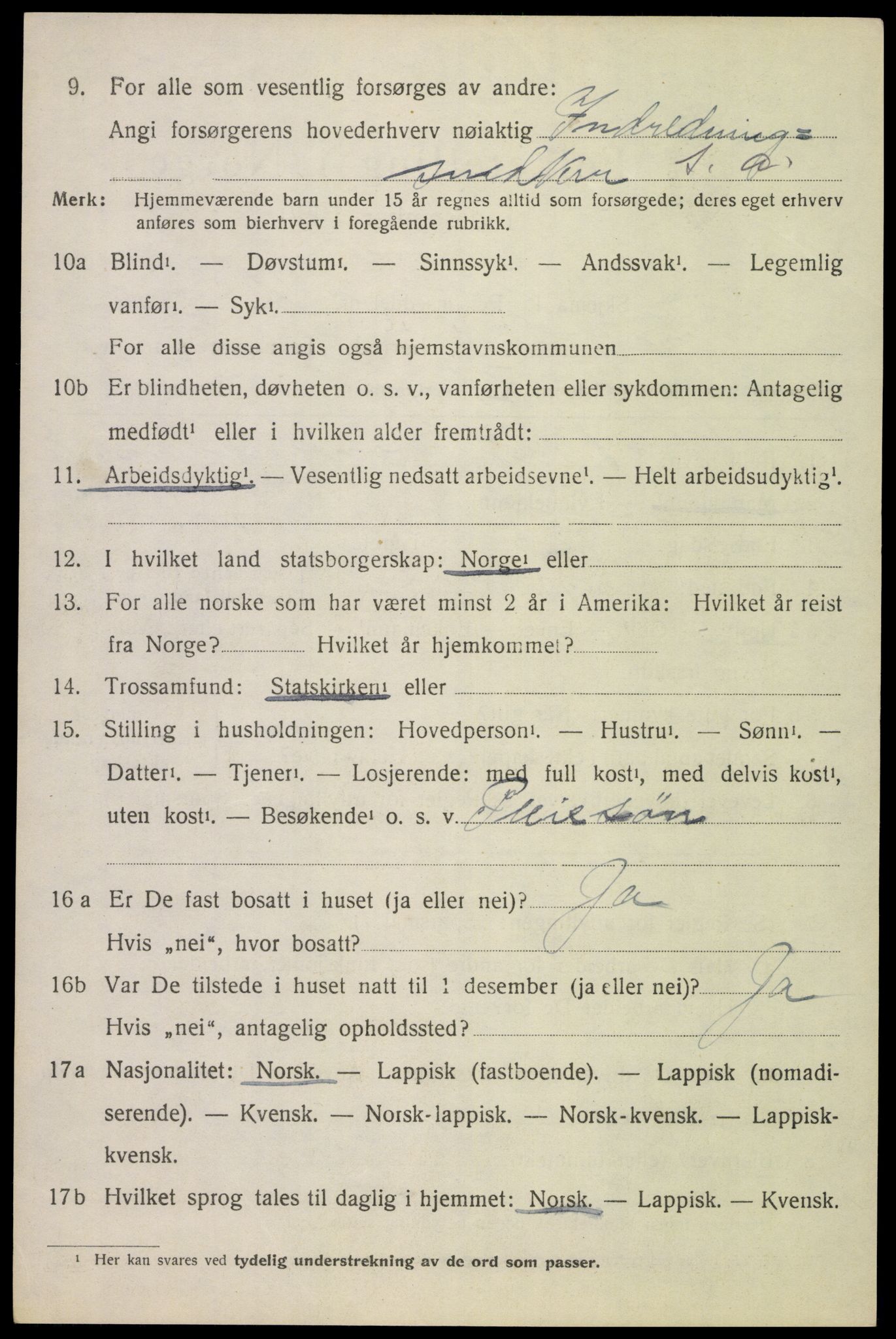 SAT, Folketelling 1920 for 1850 Tysfjord herred, 1920, s. 1550