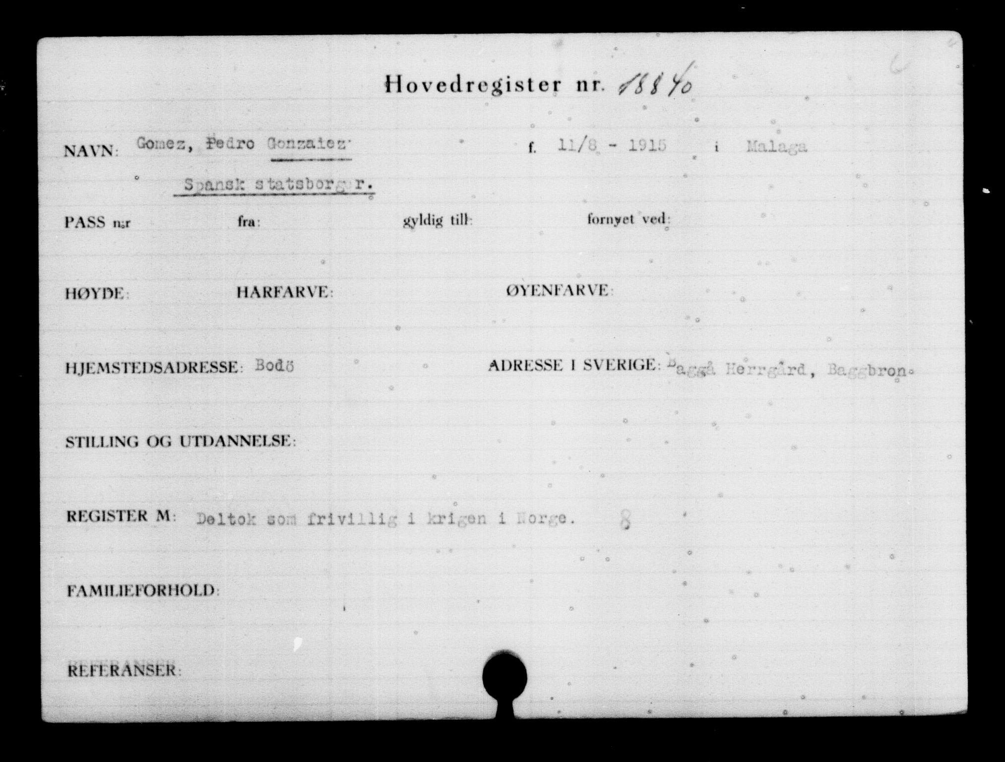 Utenriksstasjonene, Legasjonen i Stockholm, Flyktningkontoret, AV/RA-S-6753/V/Va/L0009: Kjesäterkartoteket, flyktninger med registreringsnr. 18502-22048, 1940-1945, s. 398