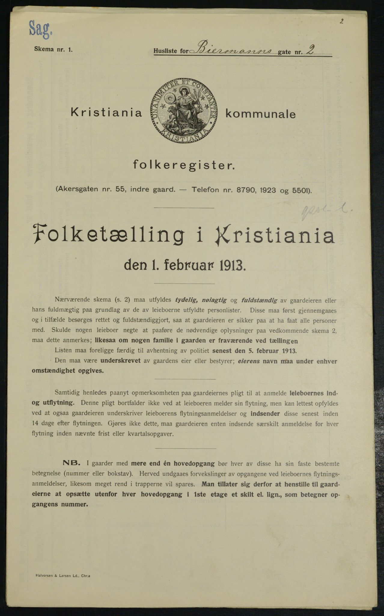 OBA, Kommunal folketelling 1.2.1913 for Kristiania, 1913, s. 4621