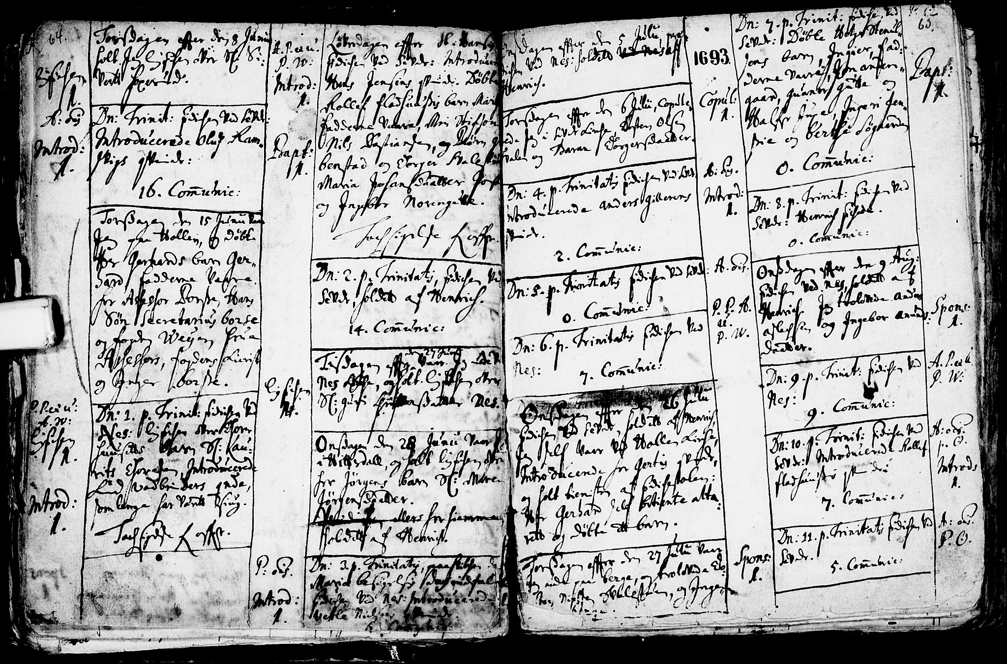 Sauherad kirkebøker, AV/SAKO-A-298/F/Fa/L0002: Ministerialbok nr. I 2, 1681-1720, s. 64-65
