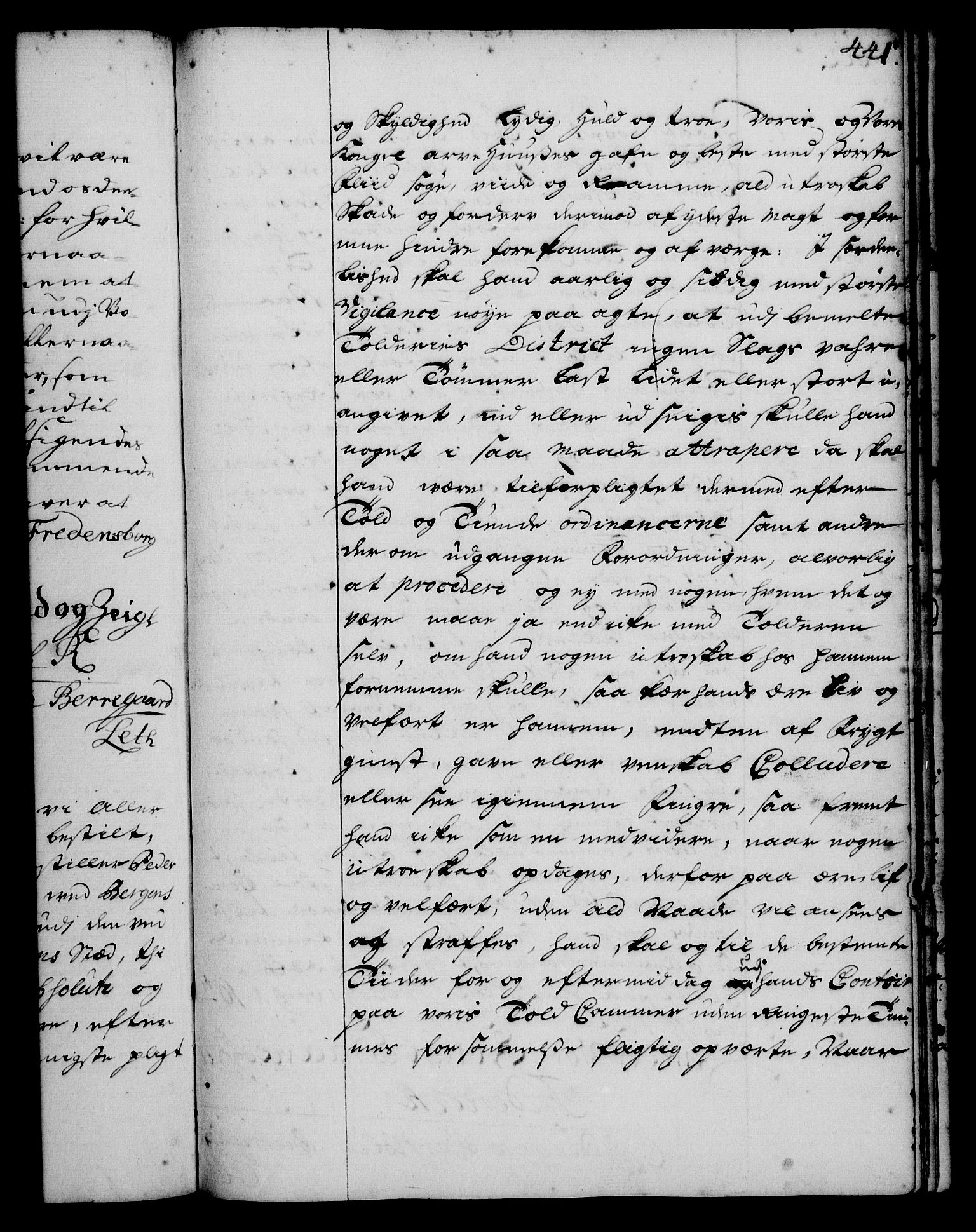 Rentekammeret, Kammerkanselliet, AV/RA-EA-3111/G/Gg/Gge/L0001: Norsk bestallingsprotokoll med register (merket RK 53.25), 1720-1730, s. 441