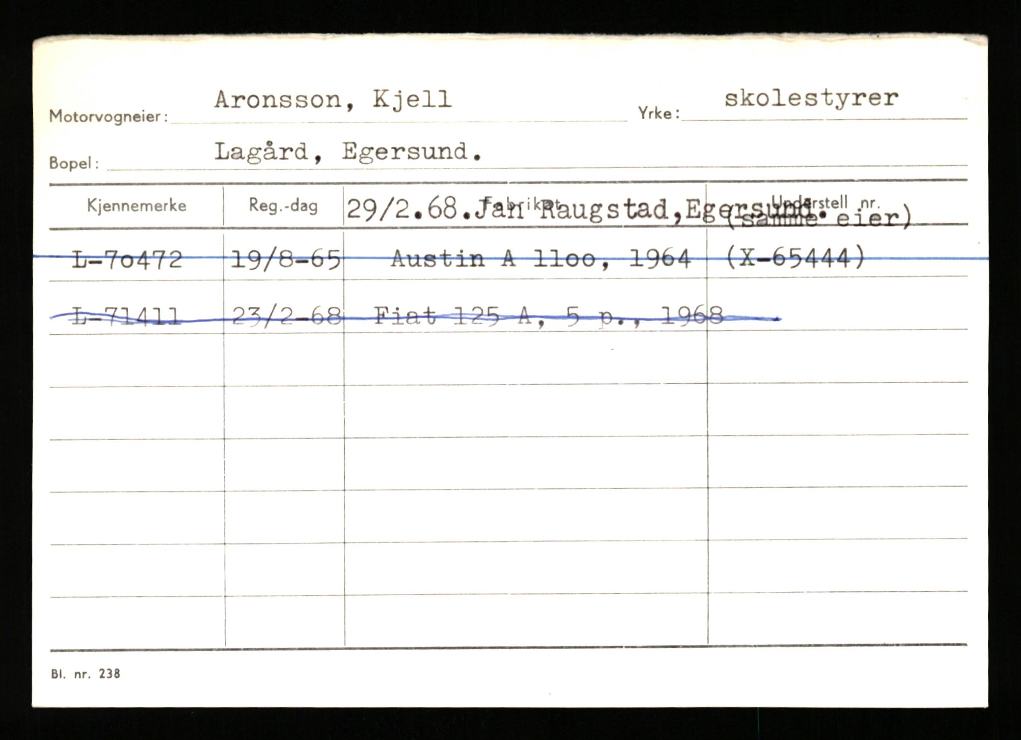 Stavanger trafikkstasjon, AV/SAST-A-101942/0/H/L0001: Abarbanell - Askerud, 1930-1971, s. 2696