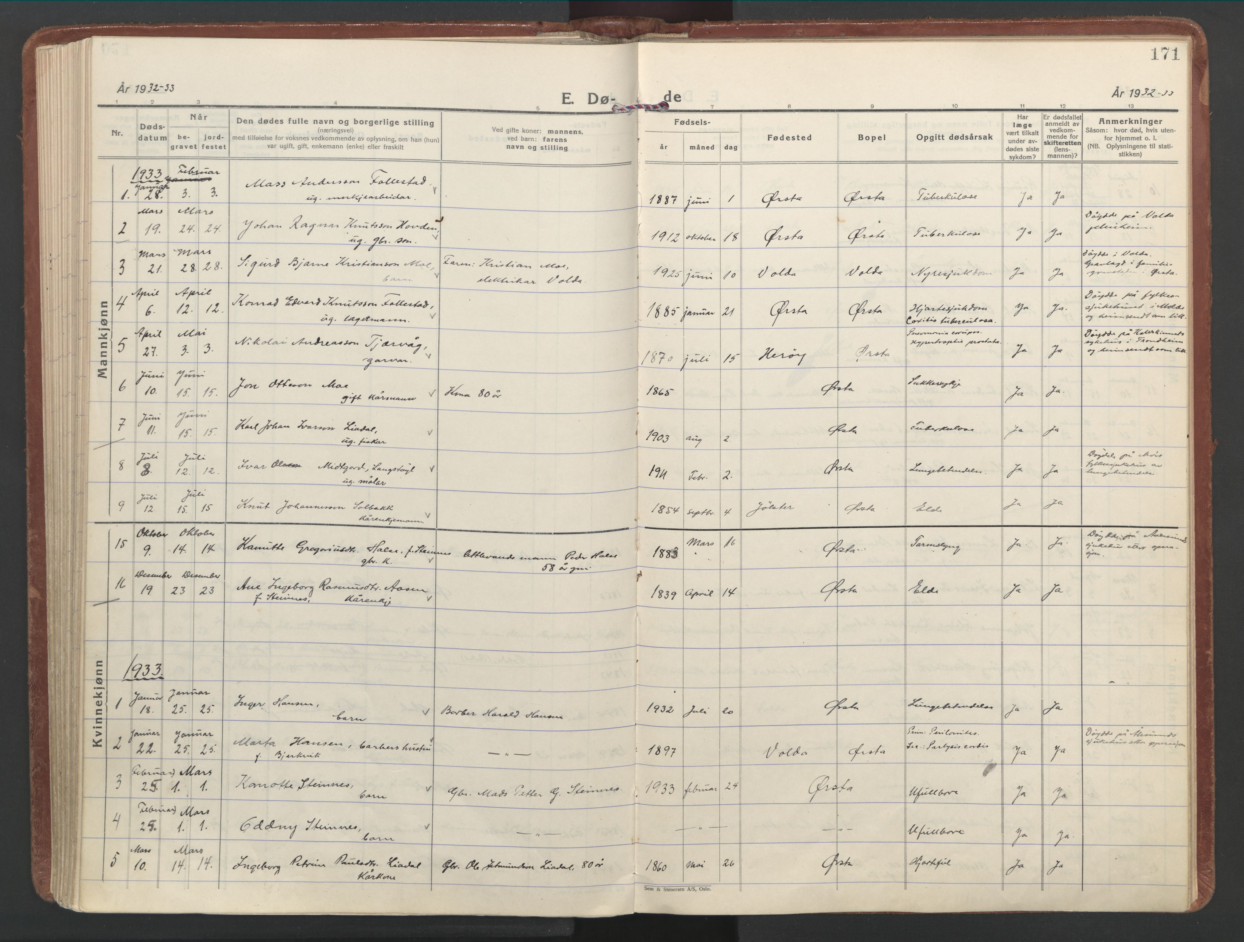 Ministerialprotokoller, klokkerbøker og fødselsregistre - Møre og Romsdal, AV/SAT-A-1454/513/L0181: Ministerialbok nr. 513A08, 1930-1943, s. 171
