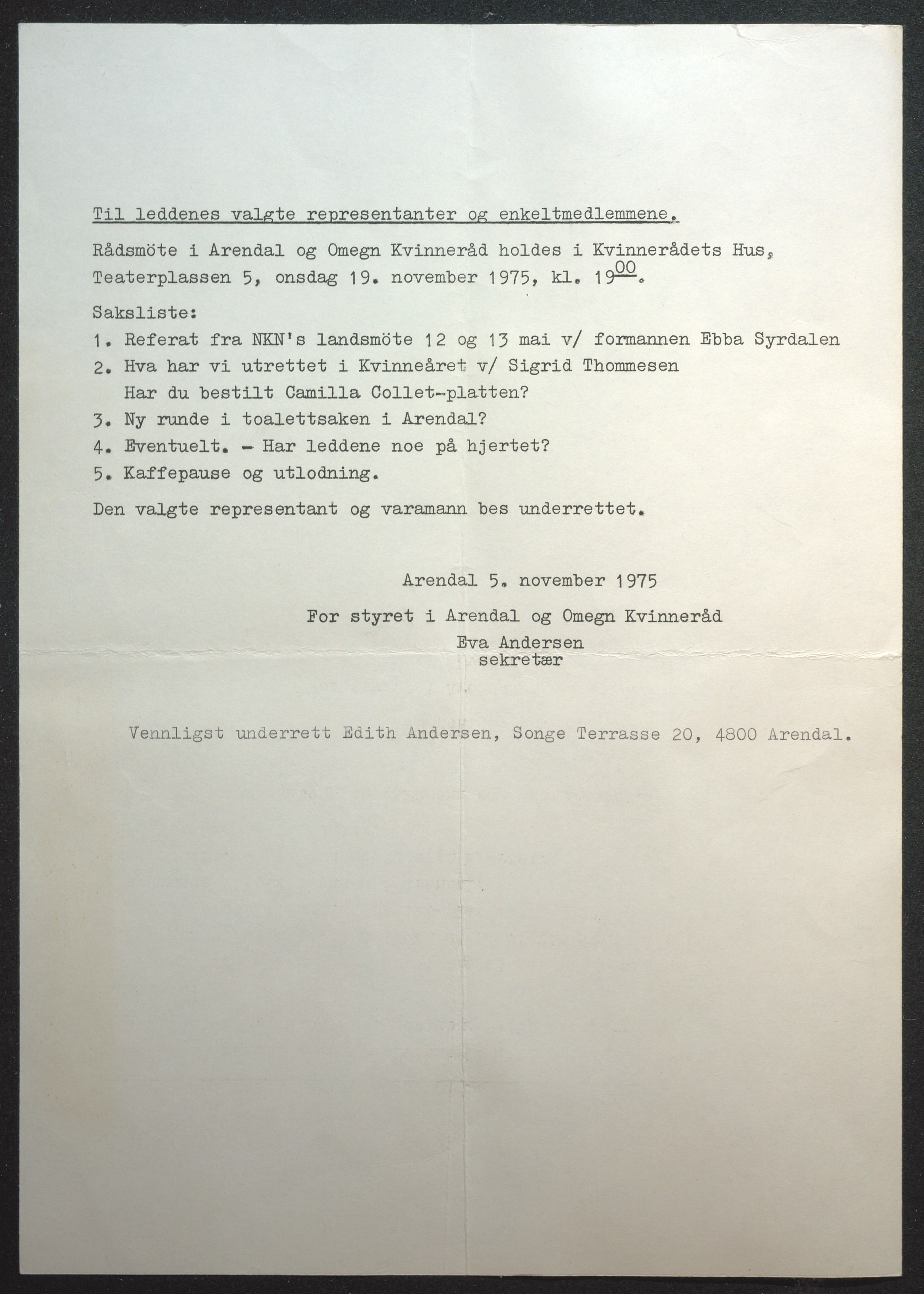 Samling av foreningsarkiv. A-Å, AAKS/PA-1059/F/L0012: Foreninger, Arendal, 1969-1976