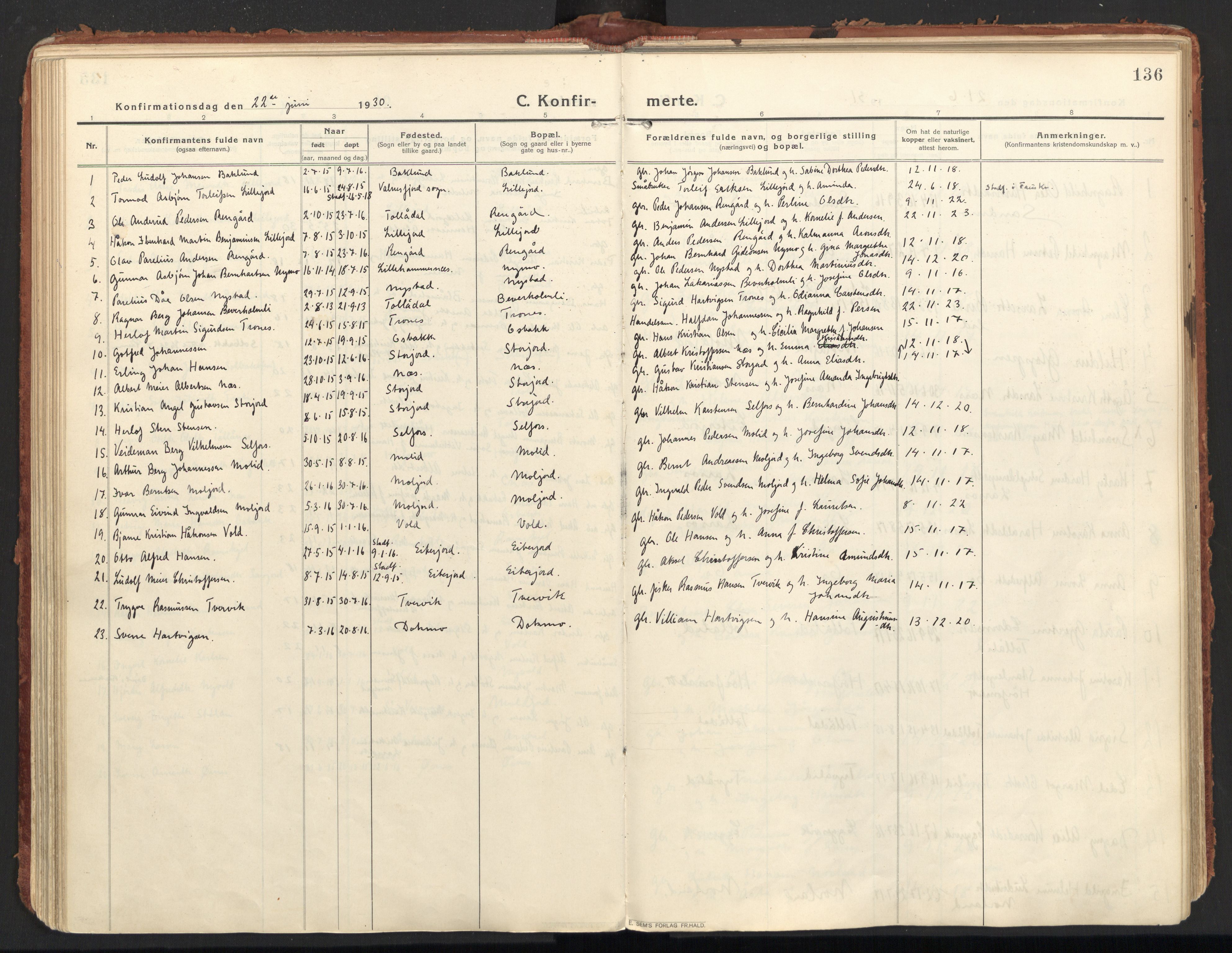 Ministerialprotokoller, klokkerbøker og fødselsregistre - Nordland, AV/SAT-A-1459/846/L0650: Ministerialbok nr. 846A08, 1916-1935, s. 136