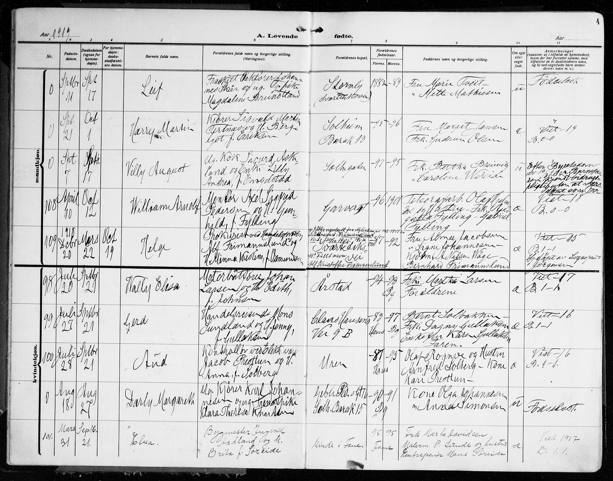 Årstad Sokneprestembete, AV/SAB-A-79301/H/Haa/L0004: Ministerialbok nr. A 4, 1919-1928, s. 4
