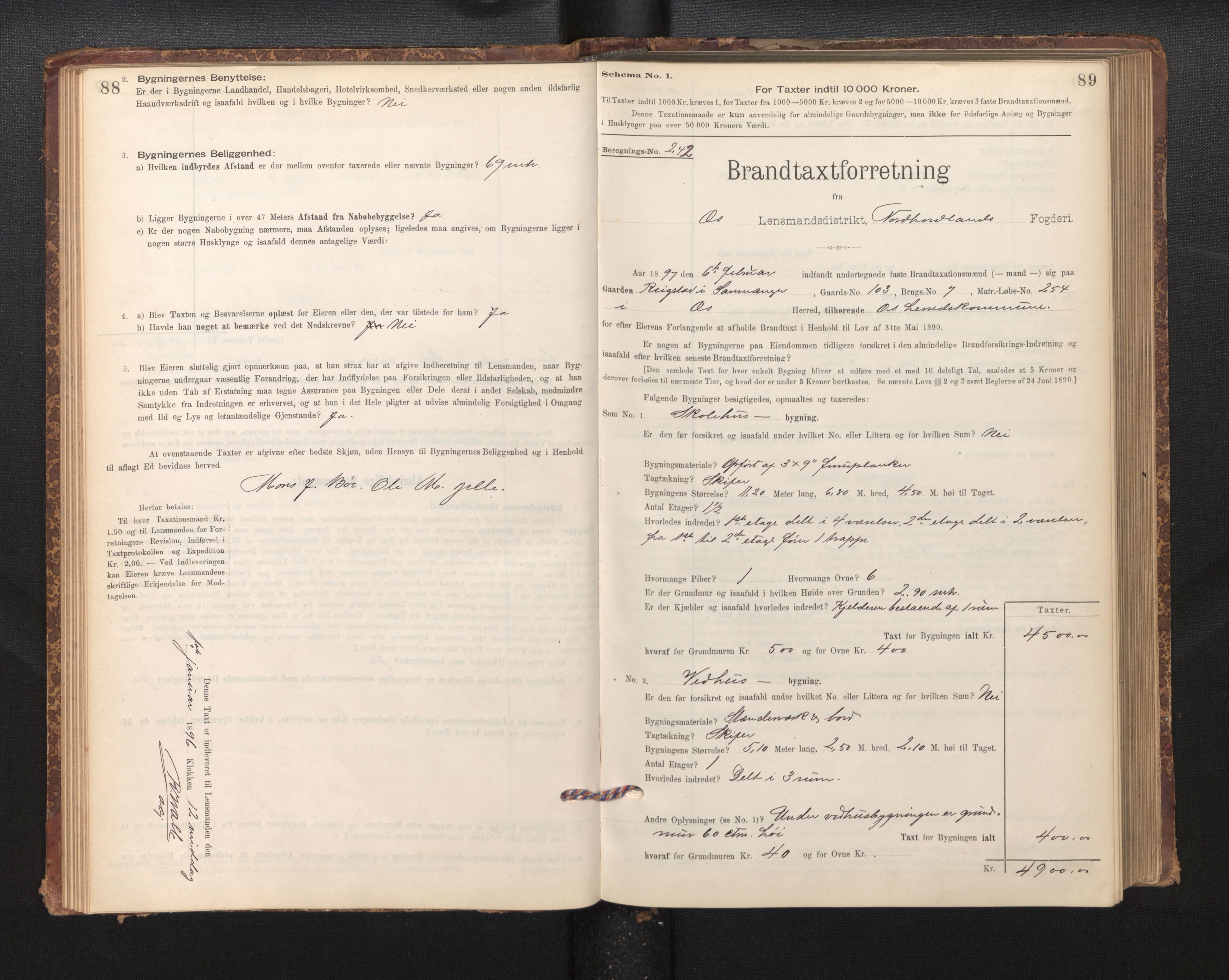 Lensmannen i Os, SAB/A-34101/0012/L0008: Branntakstprotokoll, skjematakst, 1894-1915, s. 88-89