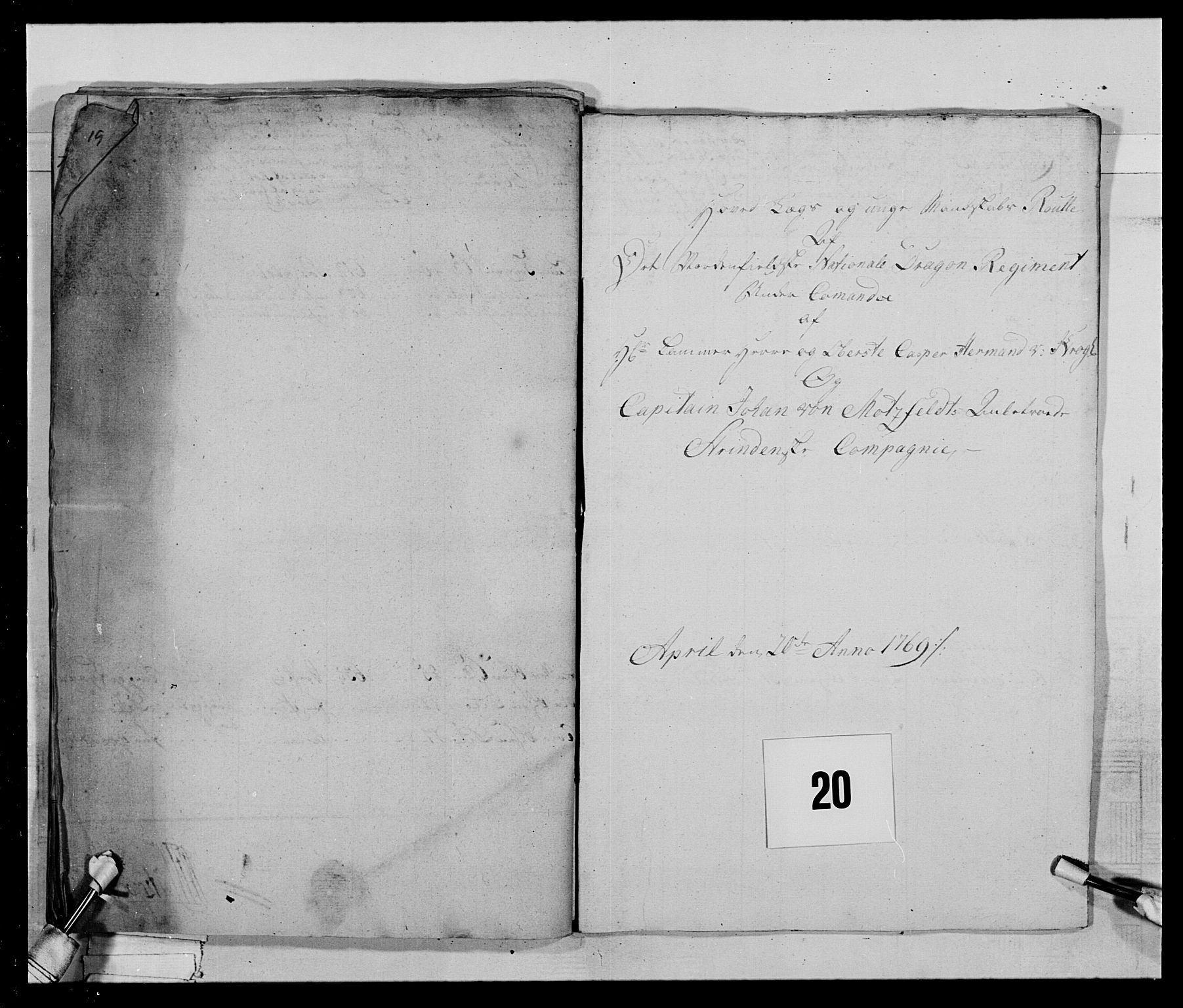 Generalitets- og kommissariatskollegiet, Det kongelige norske kommissariatskollegium, AV/RA-EA-5420/E/Eh/L0019: Nordafjelske dragonregiment, 1761-1769, s. 131