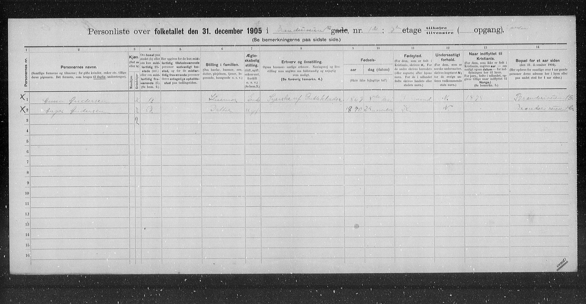 OBA, Kommunal folketelling 31.12.1905 for Kristiania kjøpstad, 1905, s. 5250