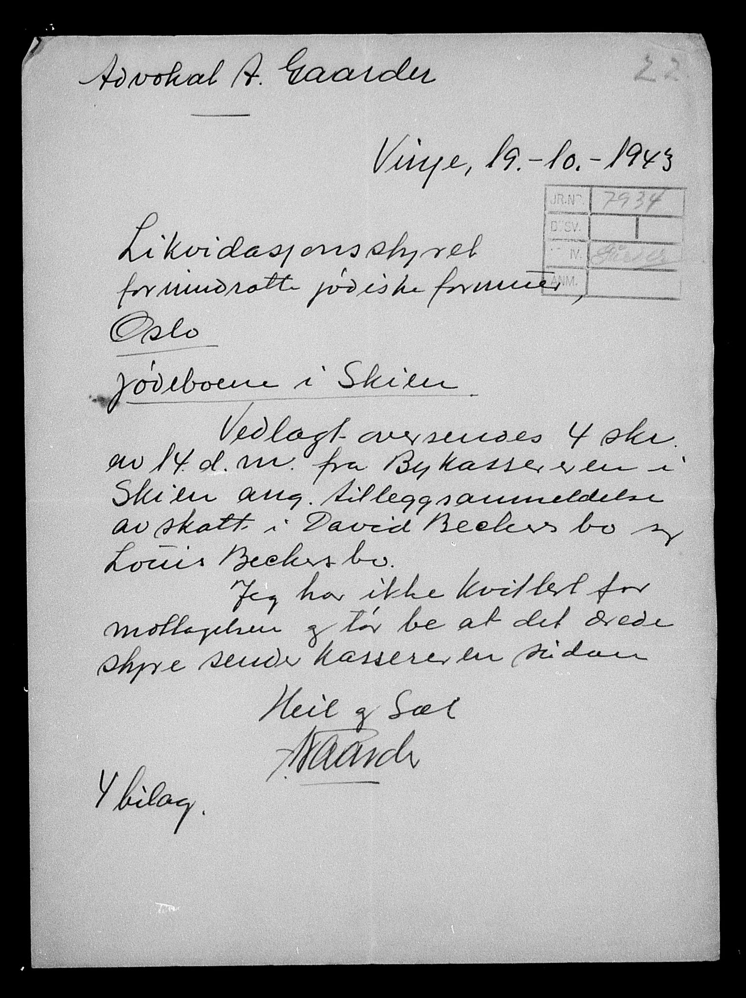 Justisdepartementet, Tilbakeføringskontoret for inndratte formuer, AV/RA-S-1564/H/Hc/Hcd/L0990: --, 1945-1947, s. 23