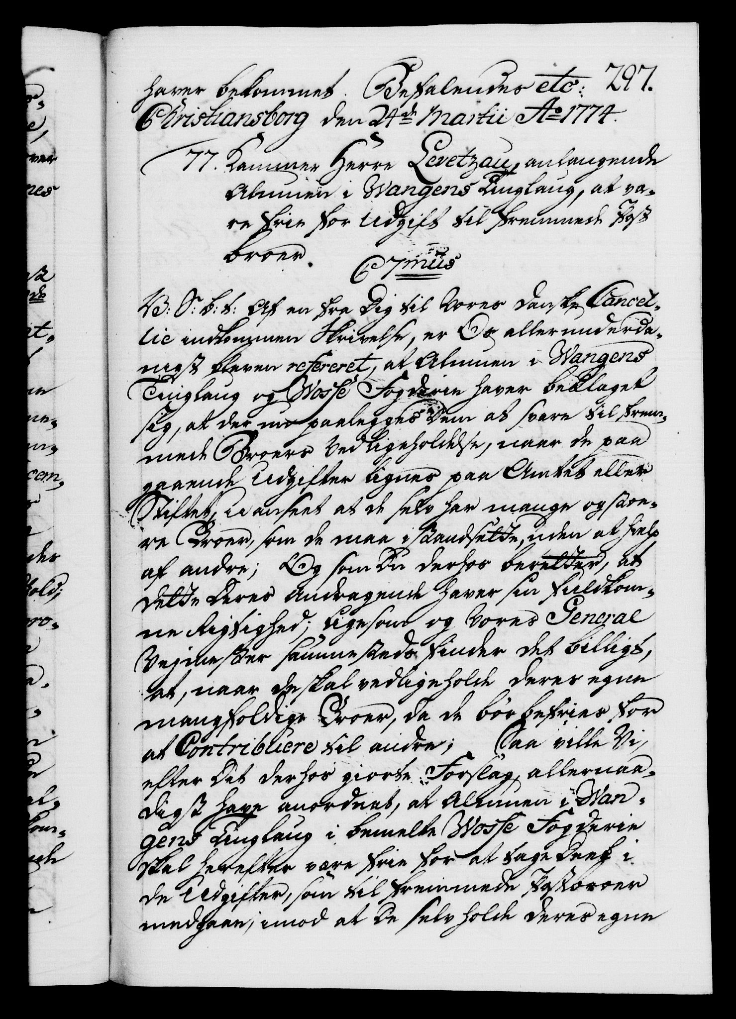 Danske Kanselli 1572-1799, AV/RA-EA-3023/F/Fc/Fca/Fcab/L0041: Norske tegnelser, 1773-1776, s. 297a