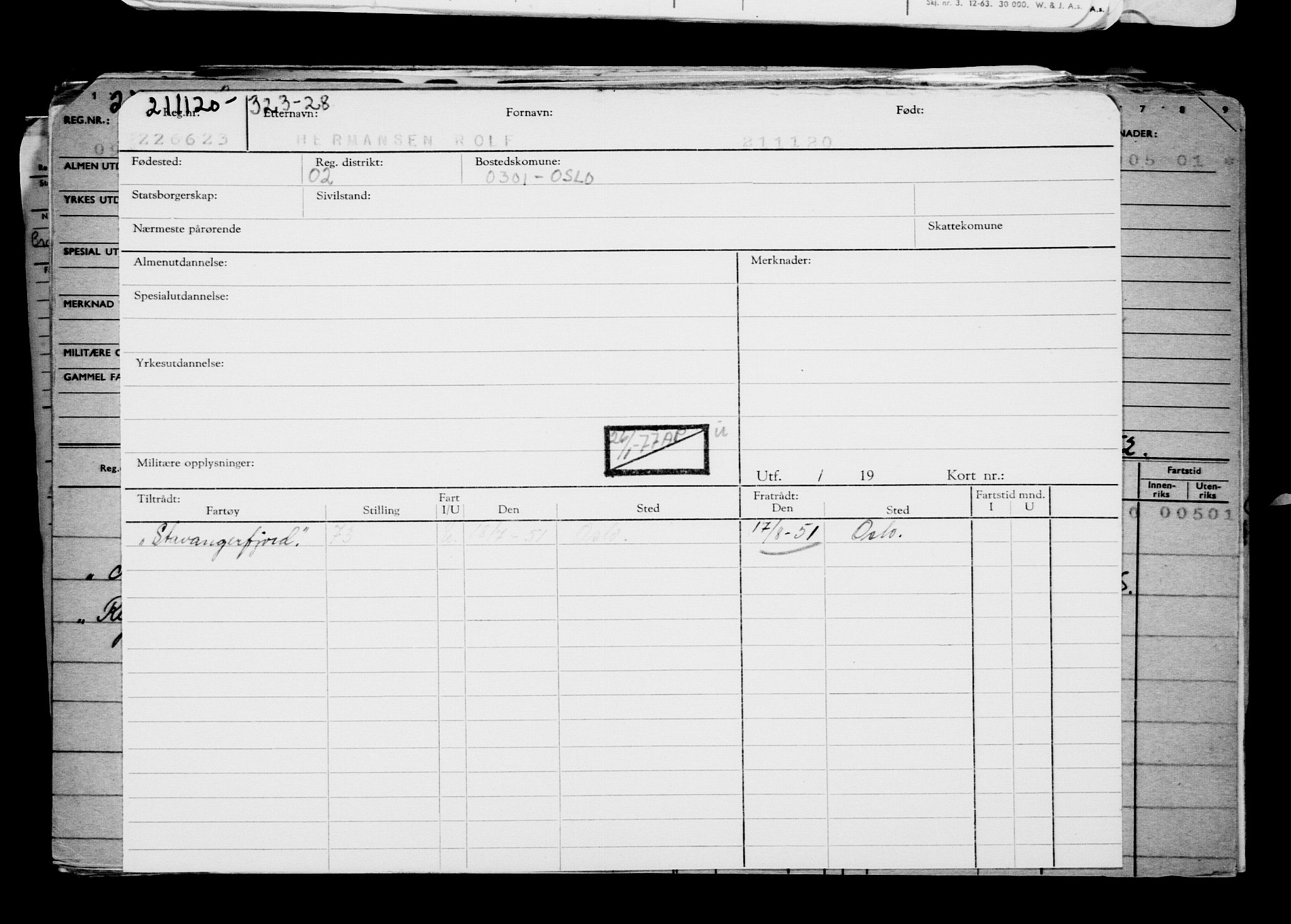 Direktoratet for sjømenn, AV/RA-S-3545/G/Gb/L0187: Hovedkort, 1920, s. 464