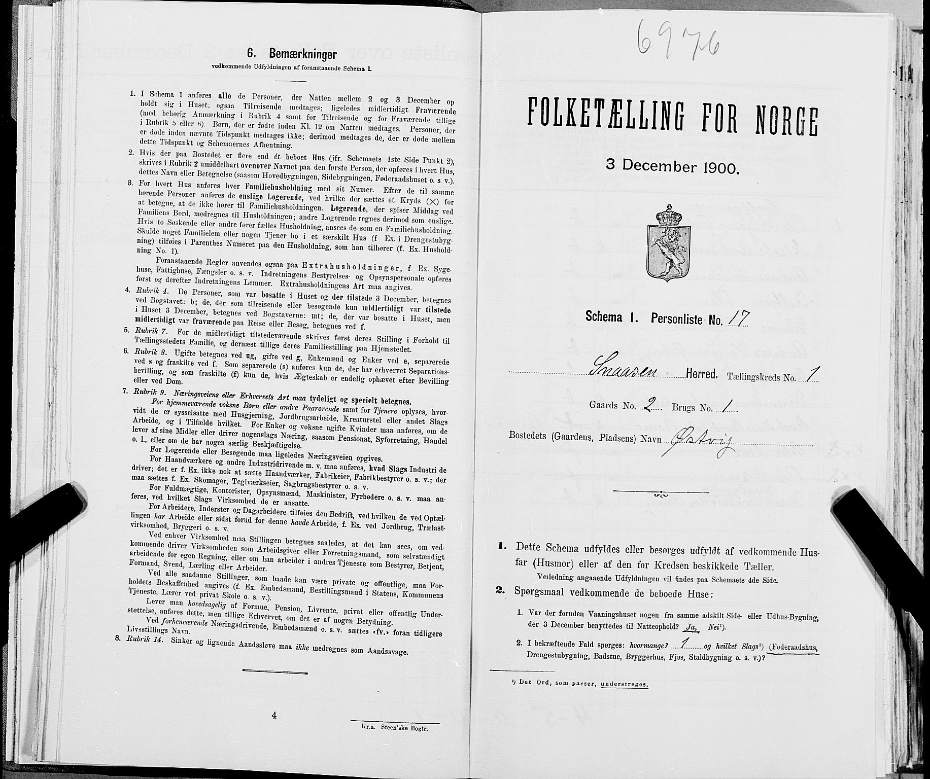 SAT, Folketelling 1900 for 1736 Snåsa herred, 1900, s. 68