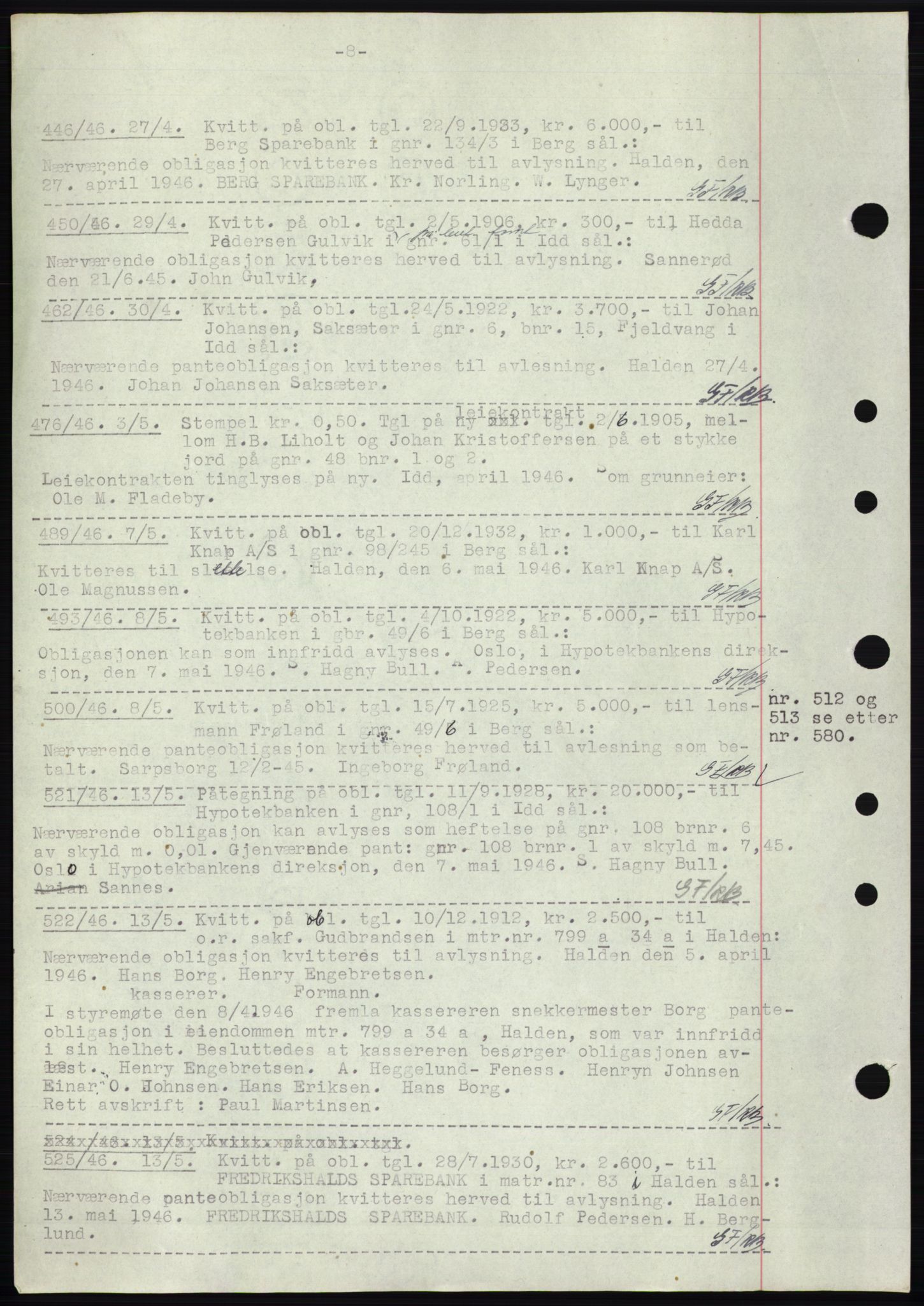 Idd og Marker sorenskriveri, SAO/A-10283/G/Gb/Gbc/L0003: Pantebok nr. B4-9b, 1946-1946, Tingl.dato: 27.04.1946