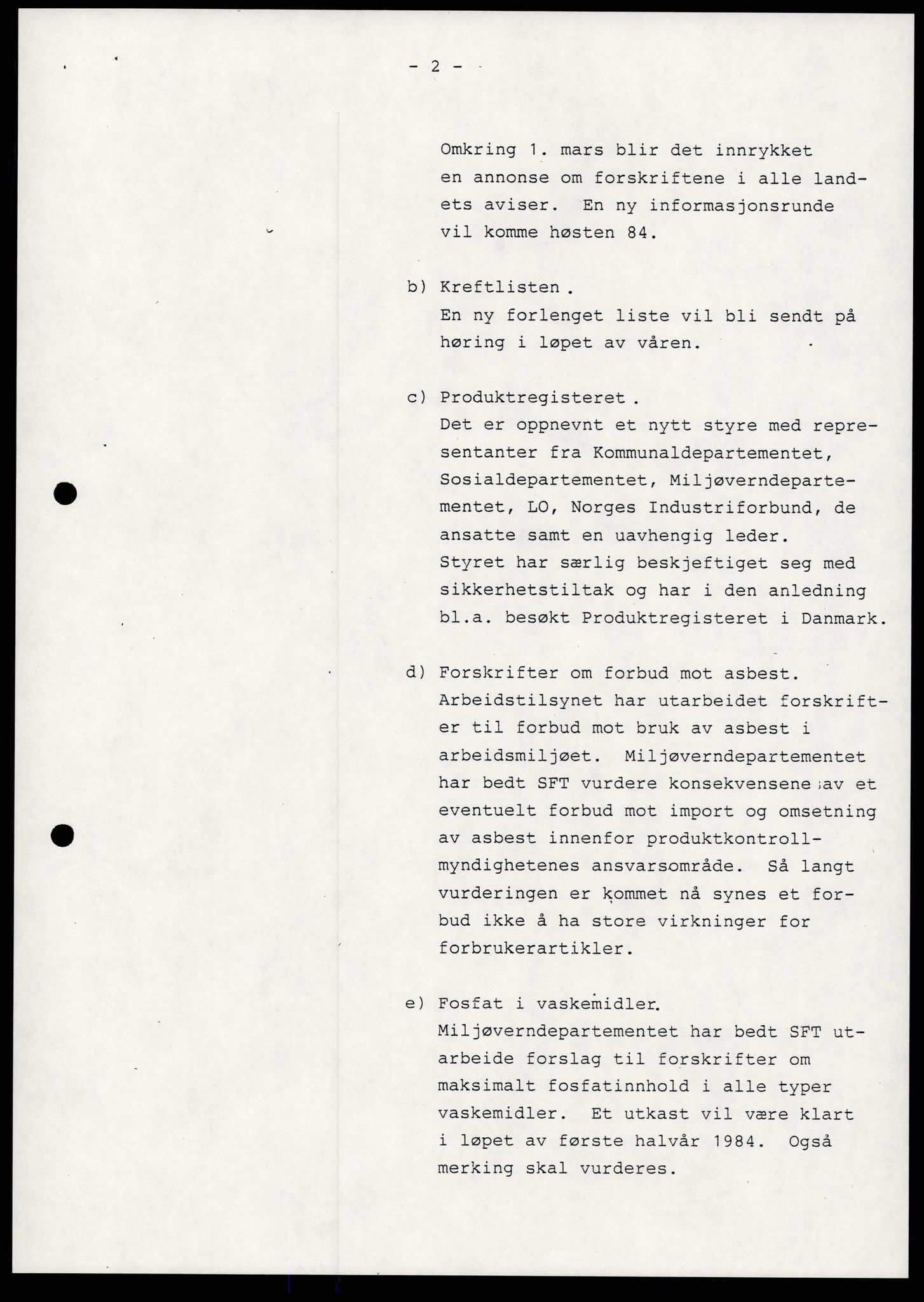 Statens forurensningstilsyn, hovedkontoret, RA/S-4136/1/A/Ab/L0010: Produktkontrollrådet - Innkalling og referater, 1984