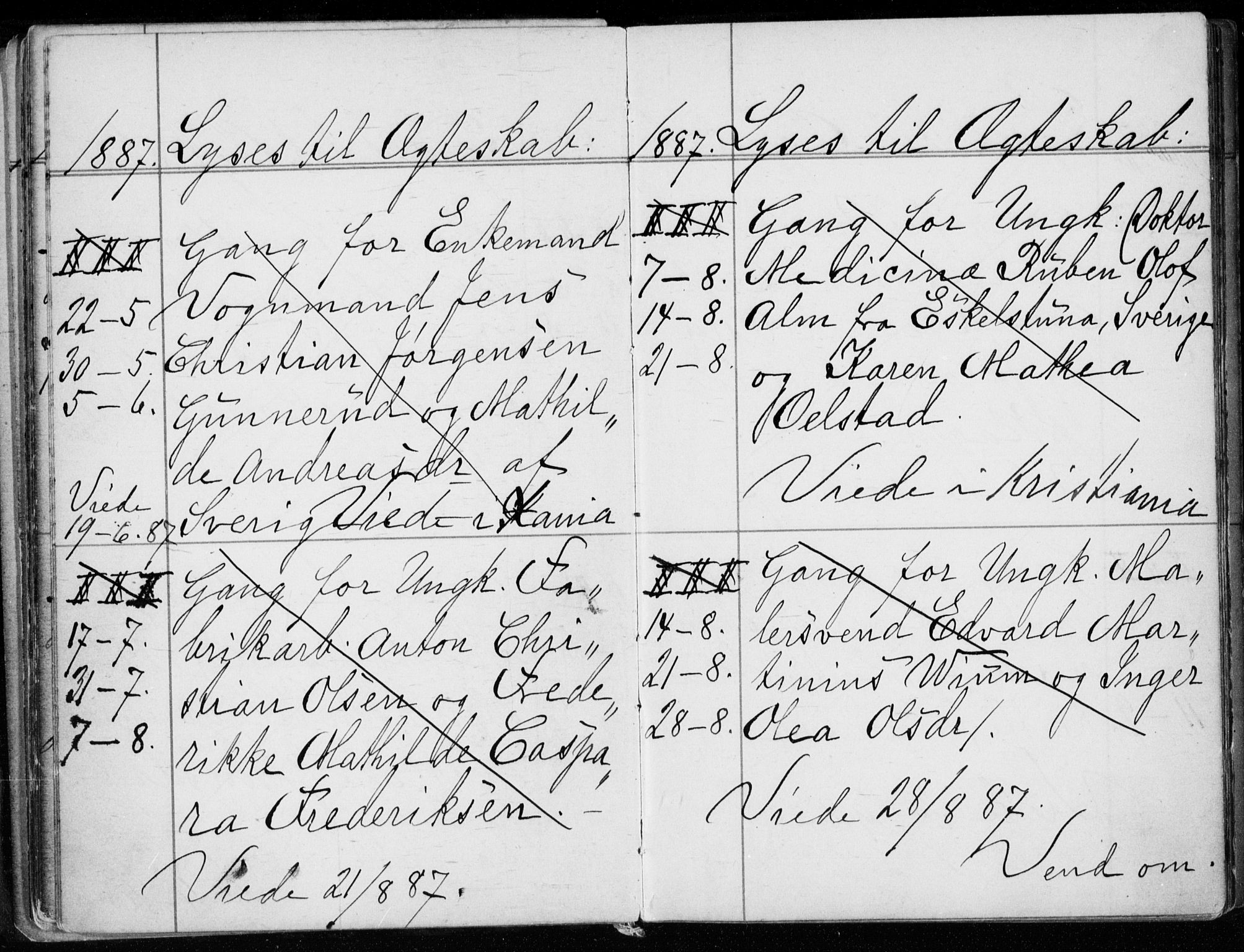 Strømsø kirkebøker, AV/SAKO-A-246/H/Ha/L0007: Lysningsprotokoll nr. 7, 1884-1896