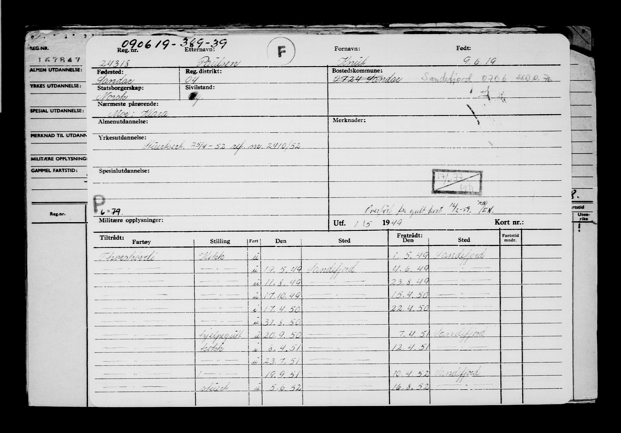 Direktoratet for sjømenn, AV/RA-S-3545/G/Gb/L0169: Hovedkort, 1919, s. 449