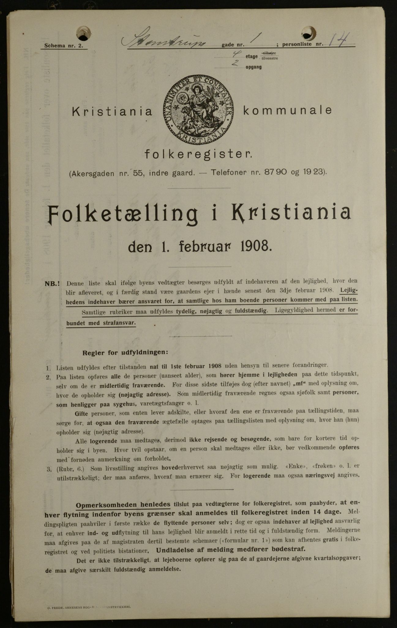 OBA, Kommunal folketelling 1.2.1908 for Kristiania kjøpstad, 1908, s. 90569